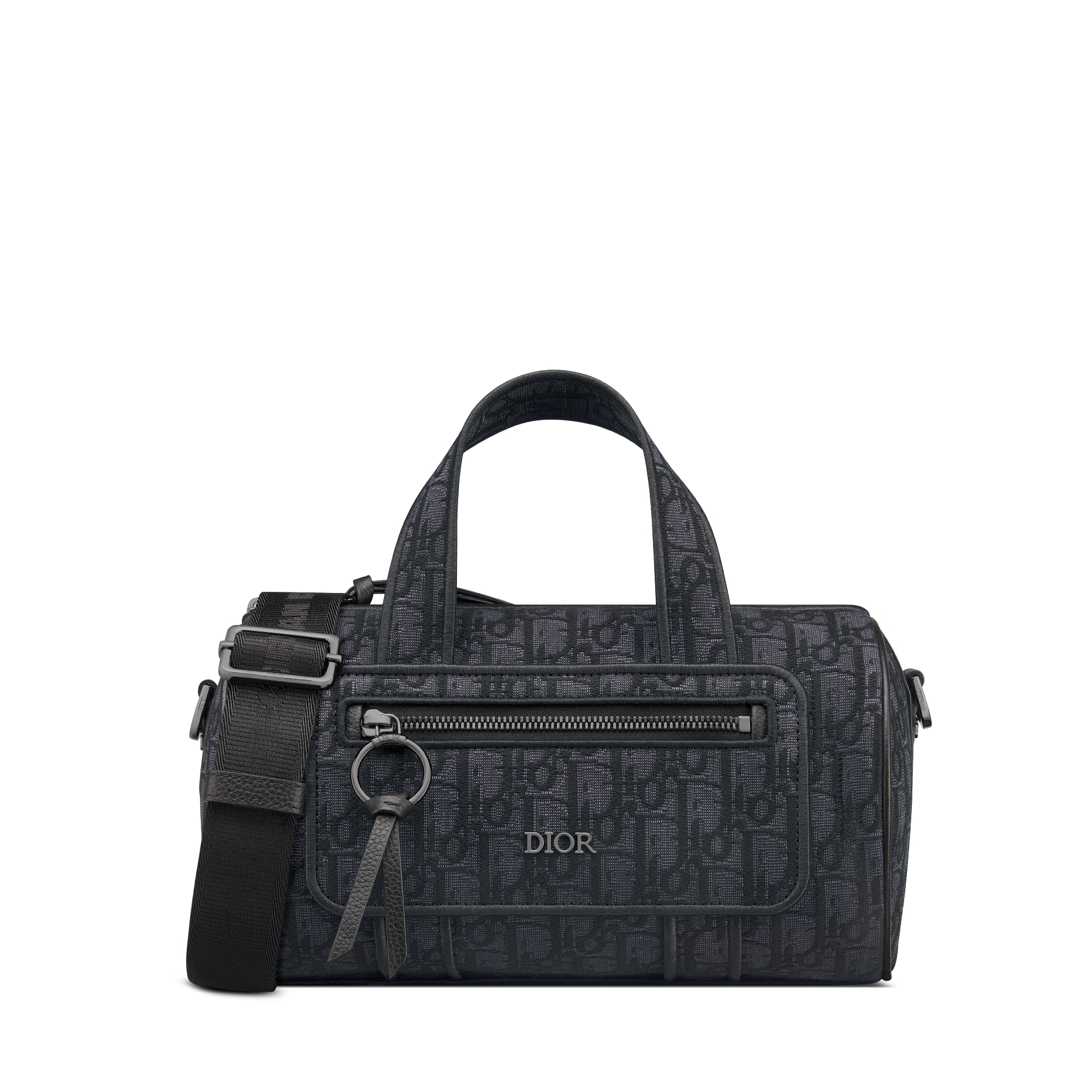 Zipped Messenger Bag Black Dior Oblique Jacquard and Black Grained Calfskin E01
