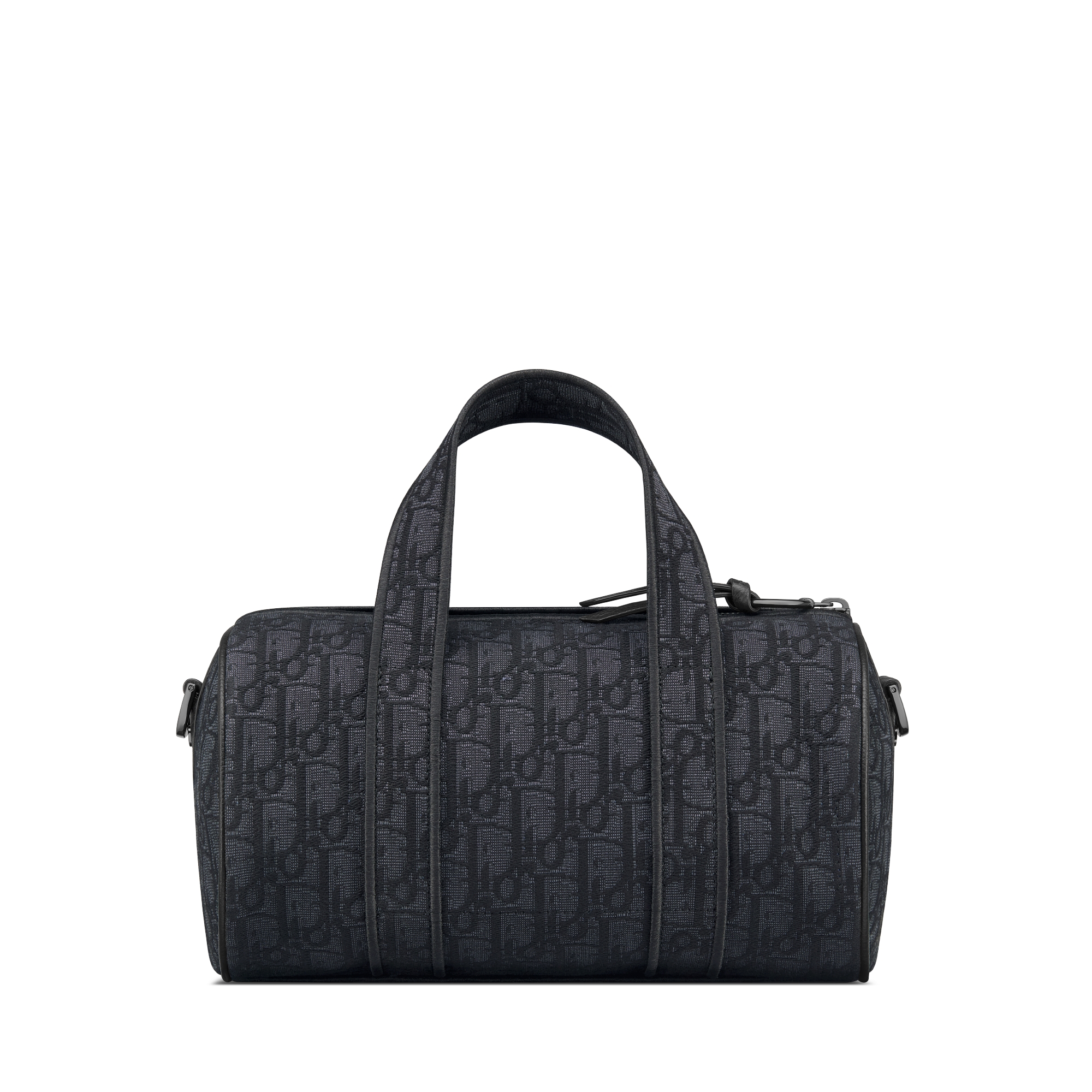 Schoudertas met rits Zwarte Dior Oblique-jacquard en zwart generfd kalfsleer E08