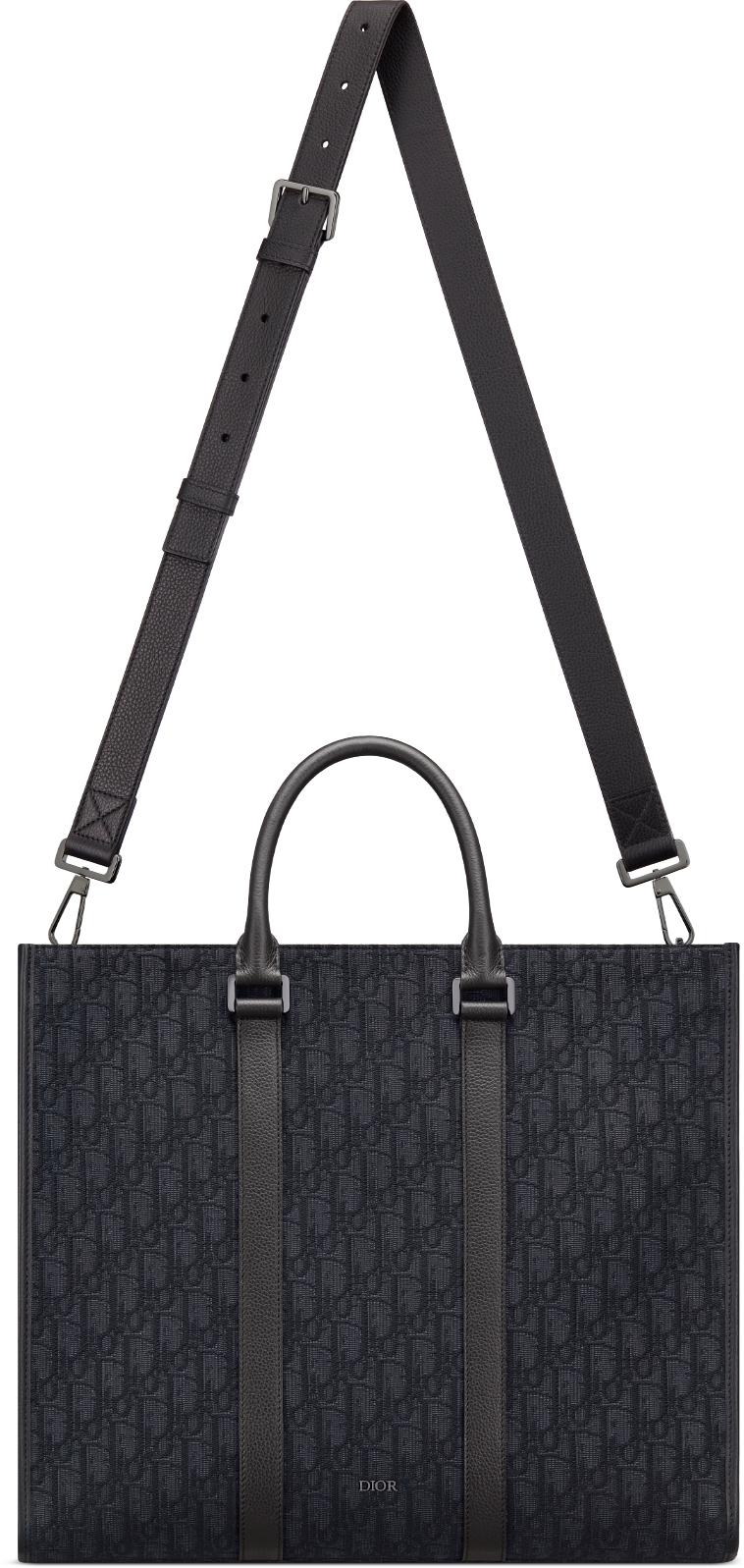 DIOR East West Tote Bag Black Dior Oblique Jacquard And Black Grained Calfskin Men