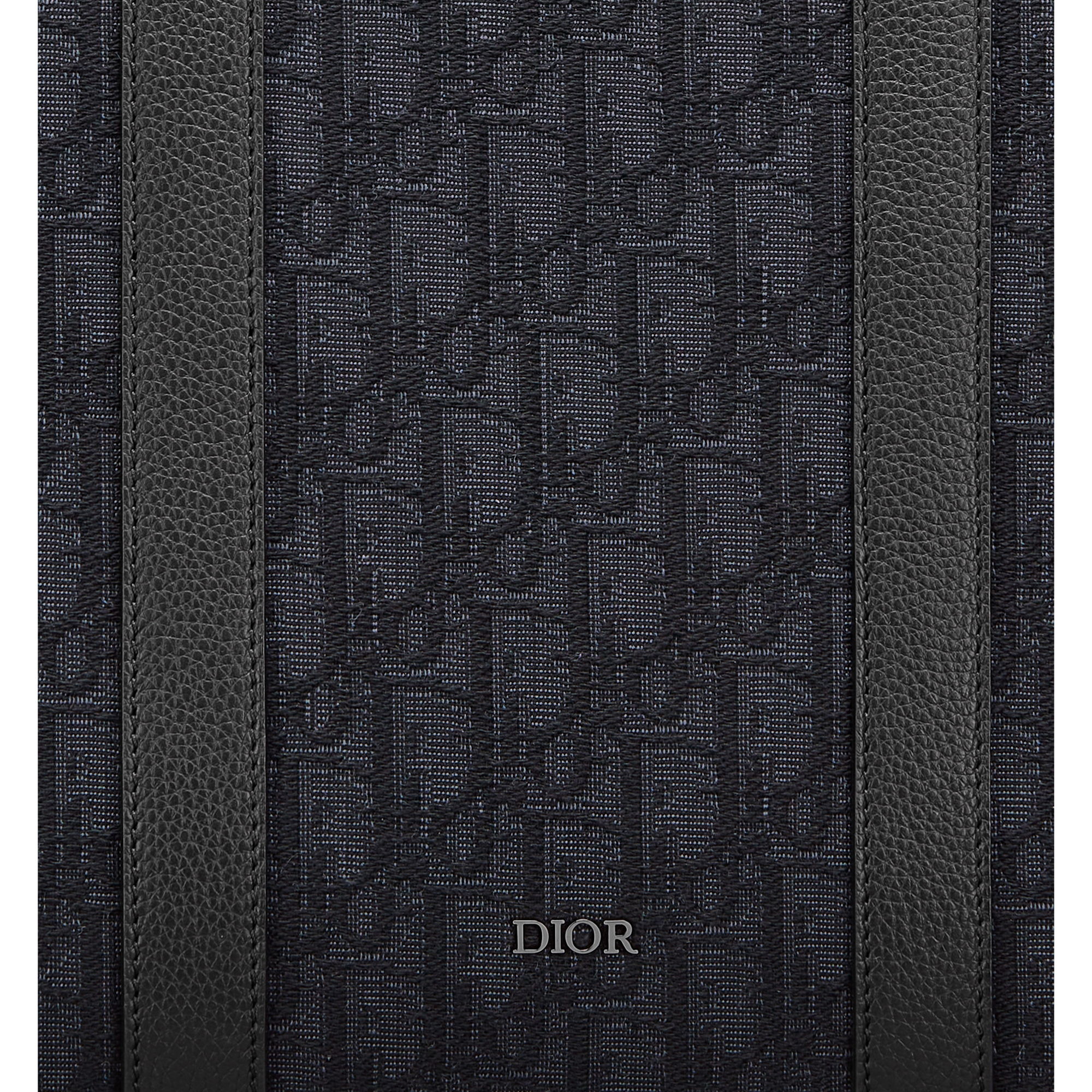 East-West Tote Bag Black Dior Oblique Jacquard and Black Grained Calfskin E09