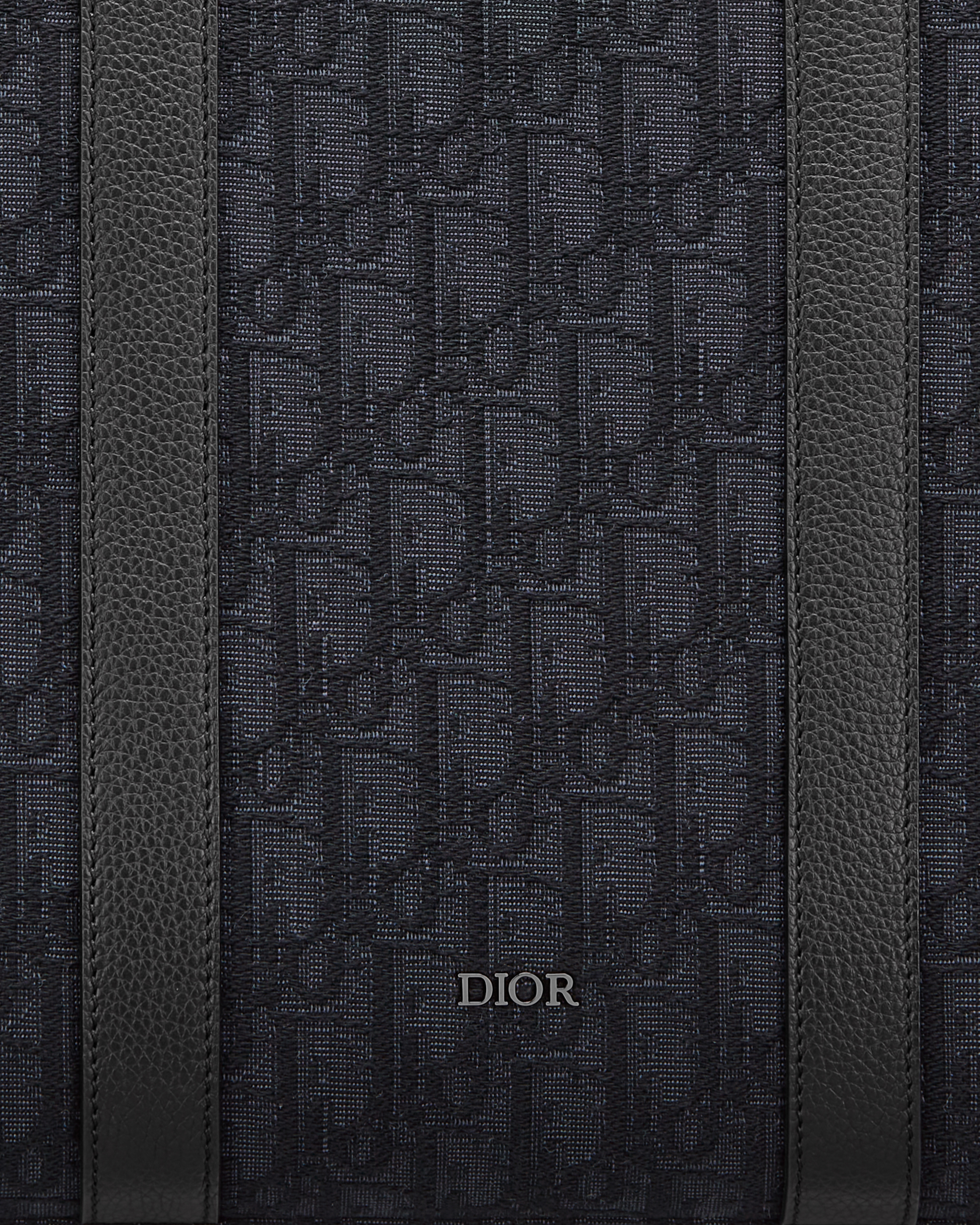 East-West Tote Bag Black Dior Oblique Jacquard and Black Grained Calfskin E09