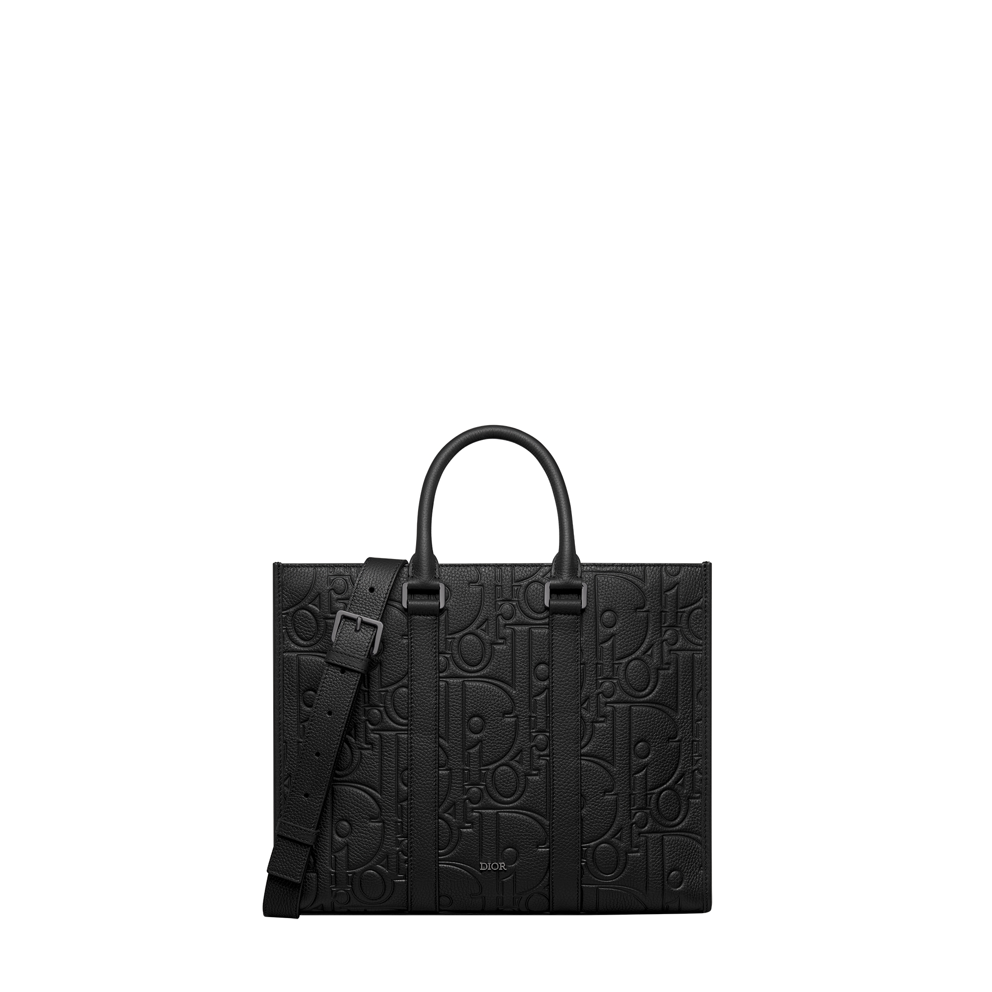 Medium East-West Tote Bag Black Dior Gravity Leather and Black Grained Calfskin E01