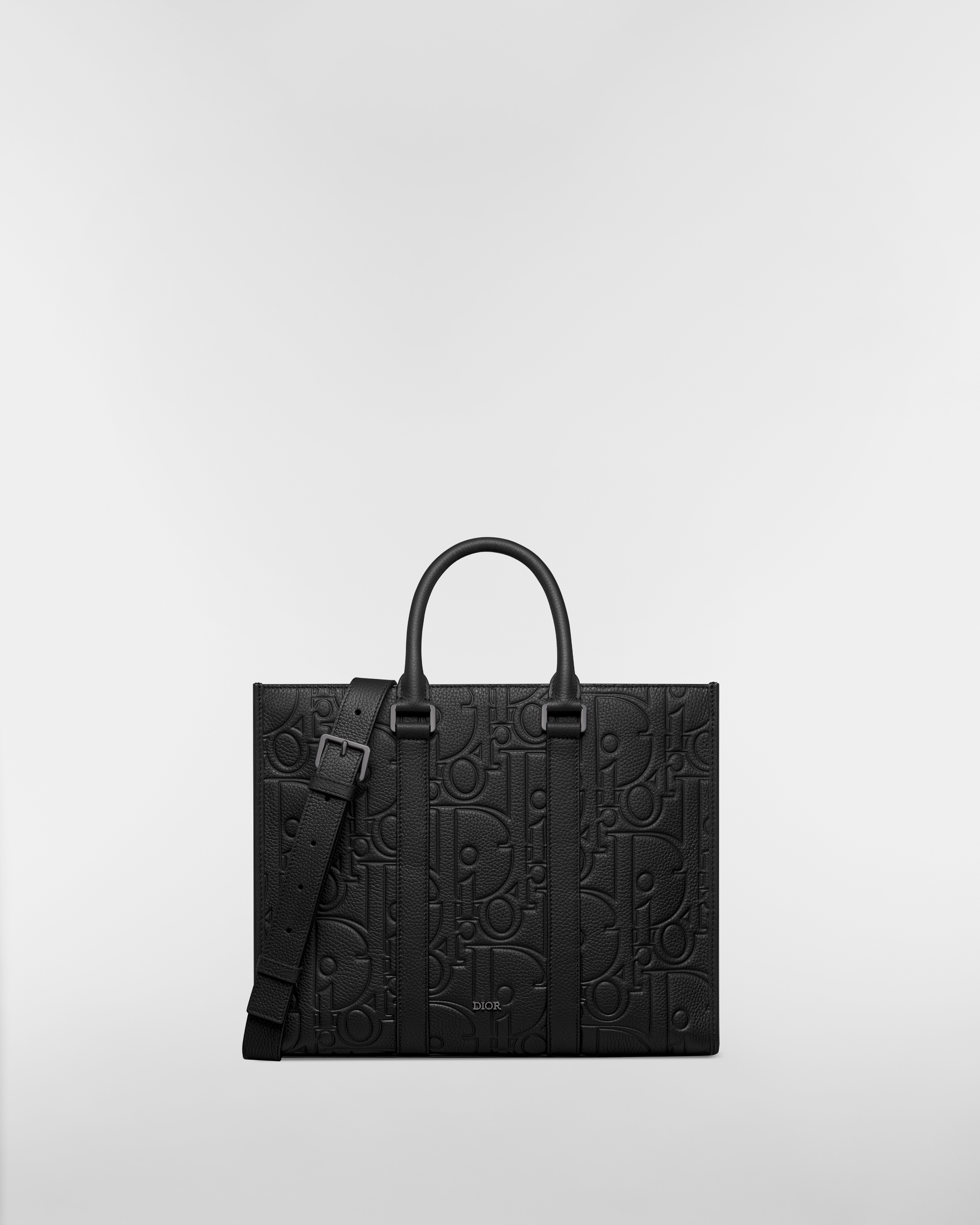 Medium East-West Tote Bag Black Dior Gravity Leather and Black Grained Calfskin E01