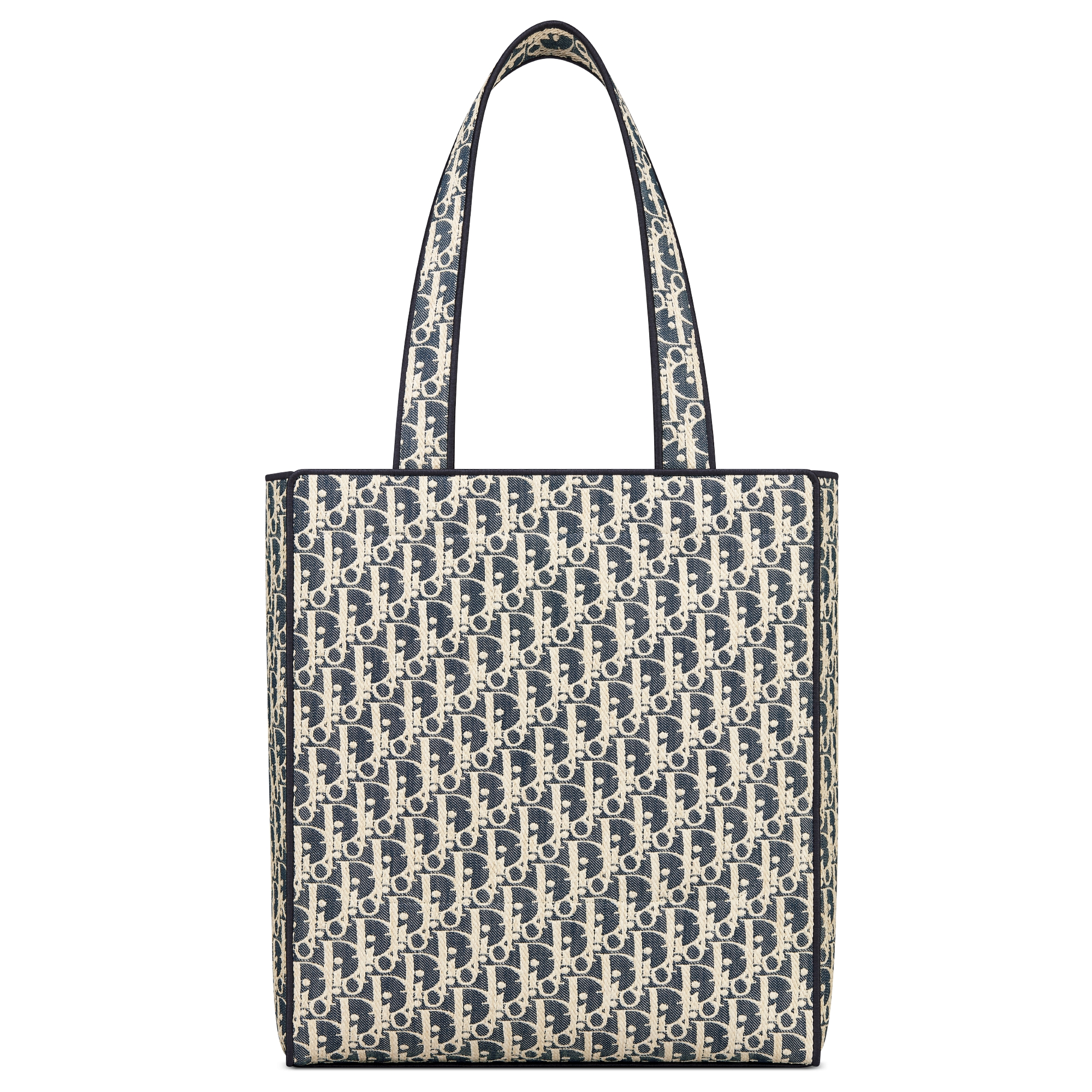 Cabas Denim Dior Oblique effet raphia bleu et beige E08