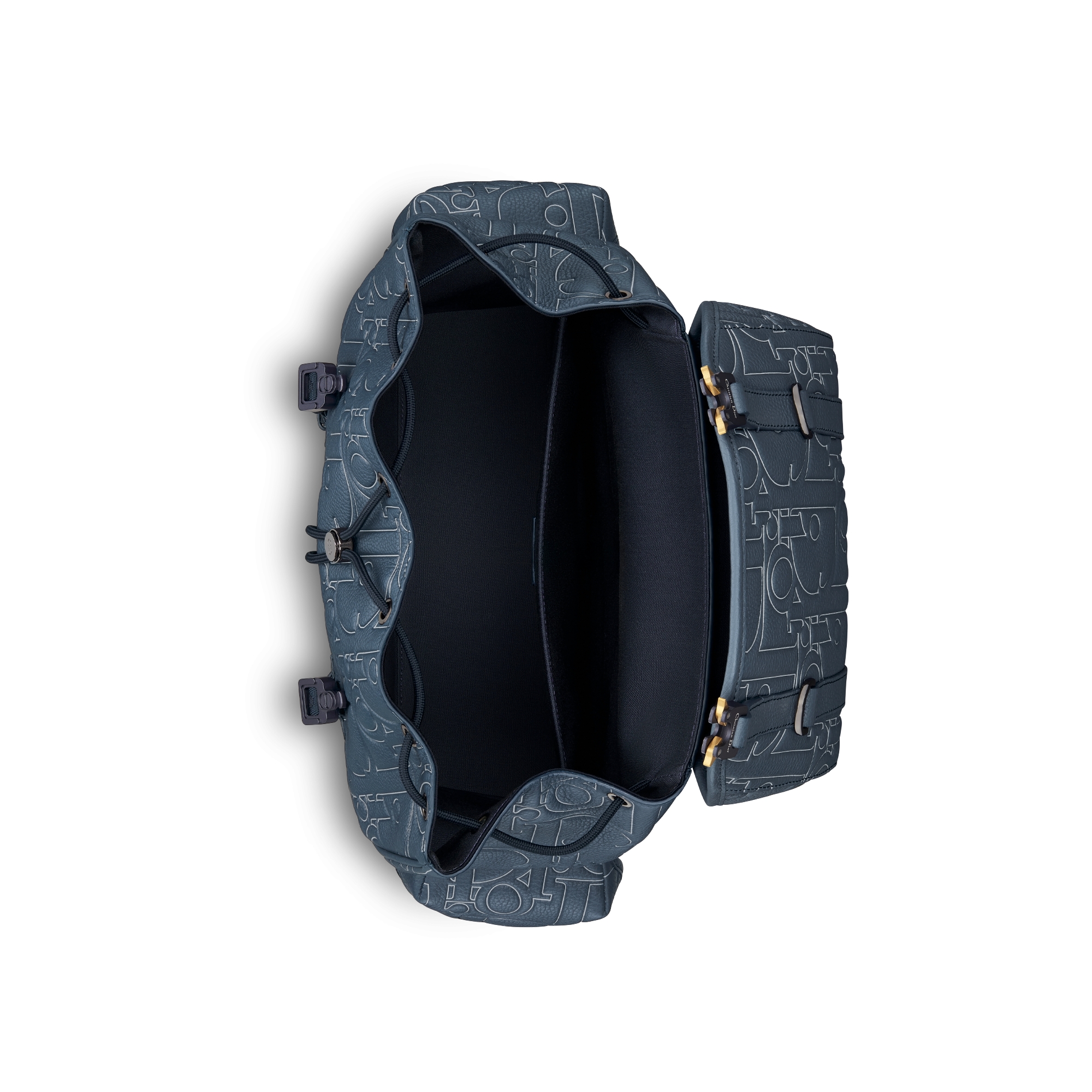 Dior Hit The Road-rugzak met flap Marineblauw Dior Gravity Outline-leer en marineblauw generfd kalfsleer E06