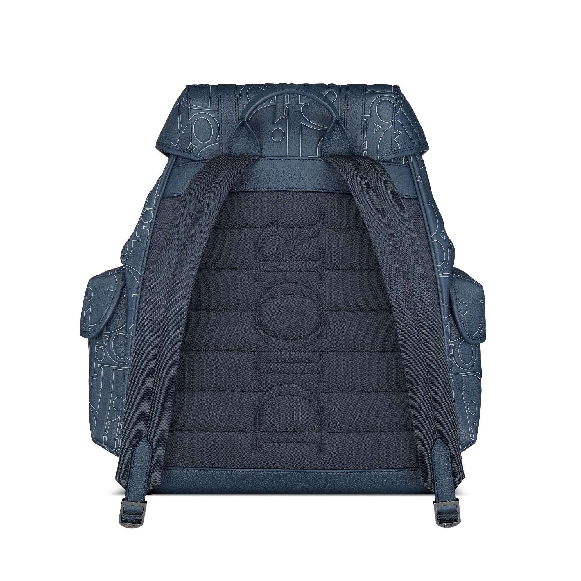 Dior Hit The Road-rugzak met flap Marineblauw Dior Gravity Outline-leer en marineblauw generfd kalfsleer E08