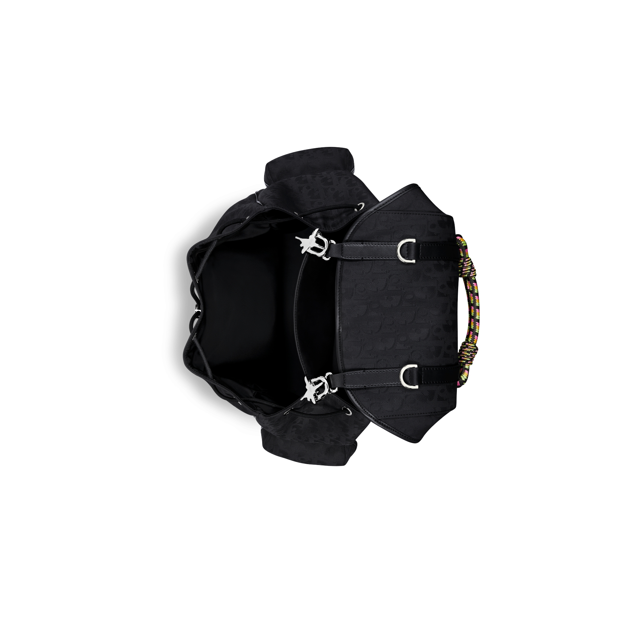 DIOR AND LEWIS HAMILTON Dior Hit the Road Backpack with Flap Black Dior Oblique Nylon and Black Leather-Effect Technical Fabric E06