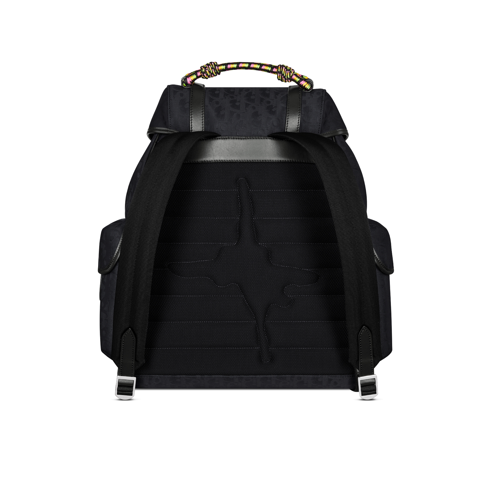 DIOR AND LEWIS HAMILTON Dior Hit the Road 플랩 백팩 블랙 Dior Oblique 나일론 & 블랙 가죽-이펙트 테크니컬 패브릭 E08