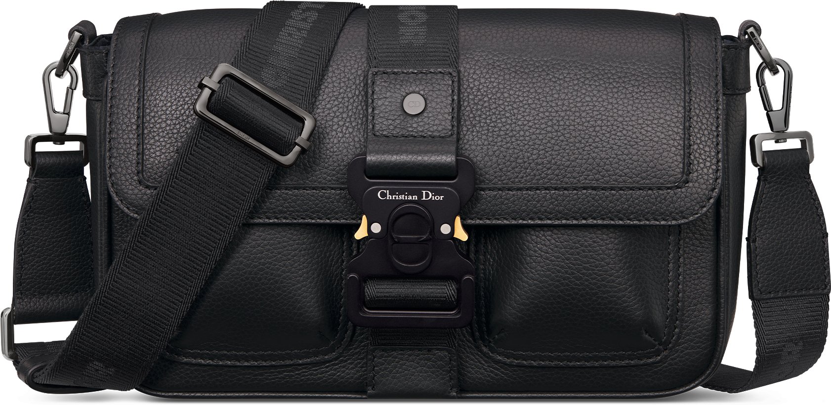 Dior Hit The Road Bag with Strap Black Grained Calfskin DIOR