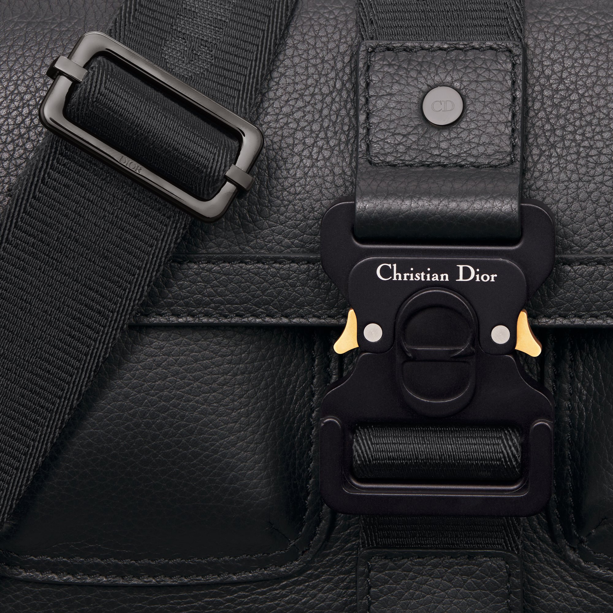 Dior Hit The Road Bag with Strap Black Grained Calfskin DIOR