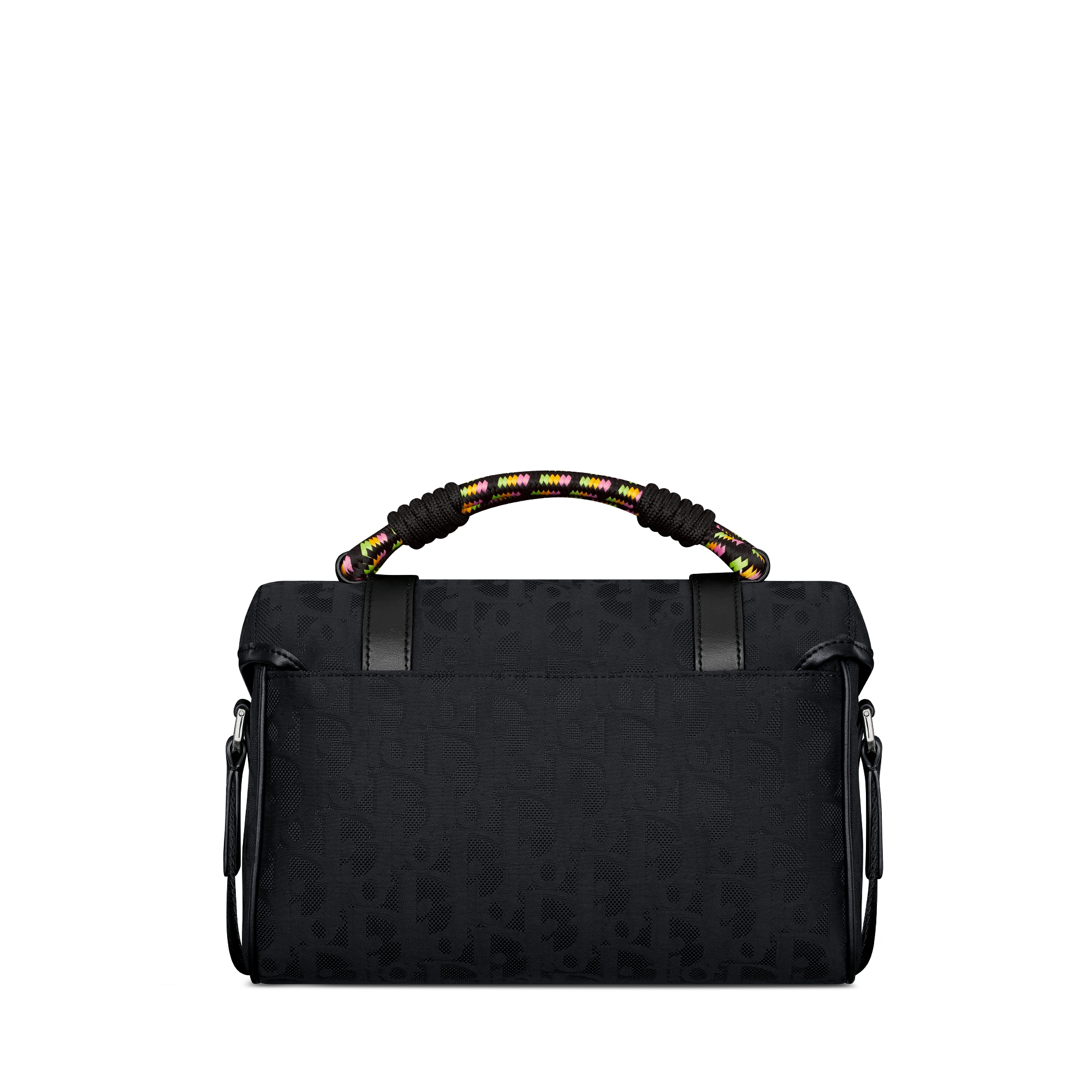 DIOR AND LEWIS HAMILTON Dior Hit The Road-schoudertas met flap Zwart nylon met Dior Oblique-motief en zwarte technische stof met leereffect E08