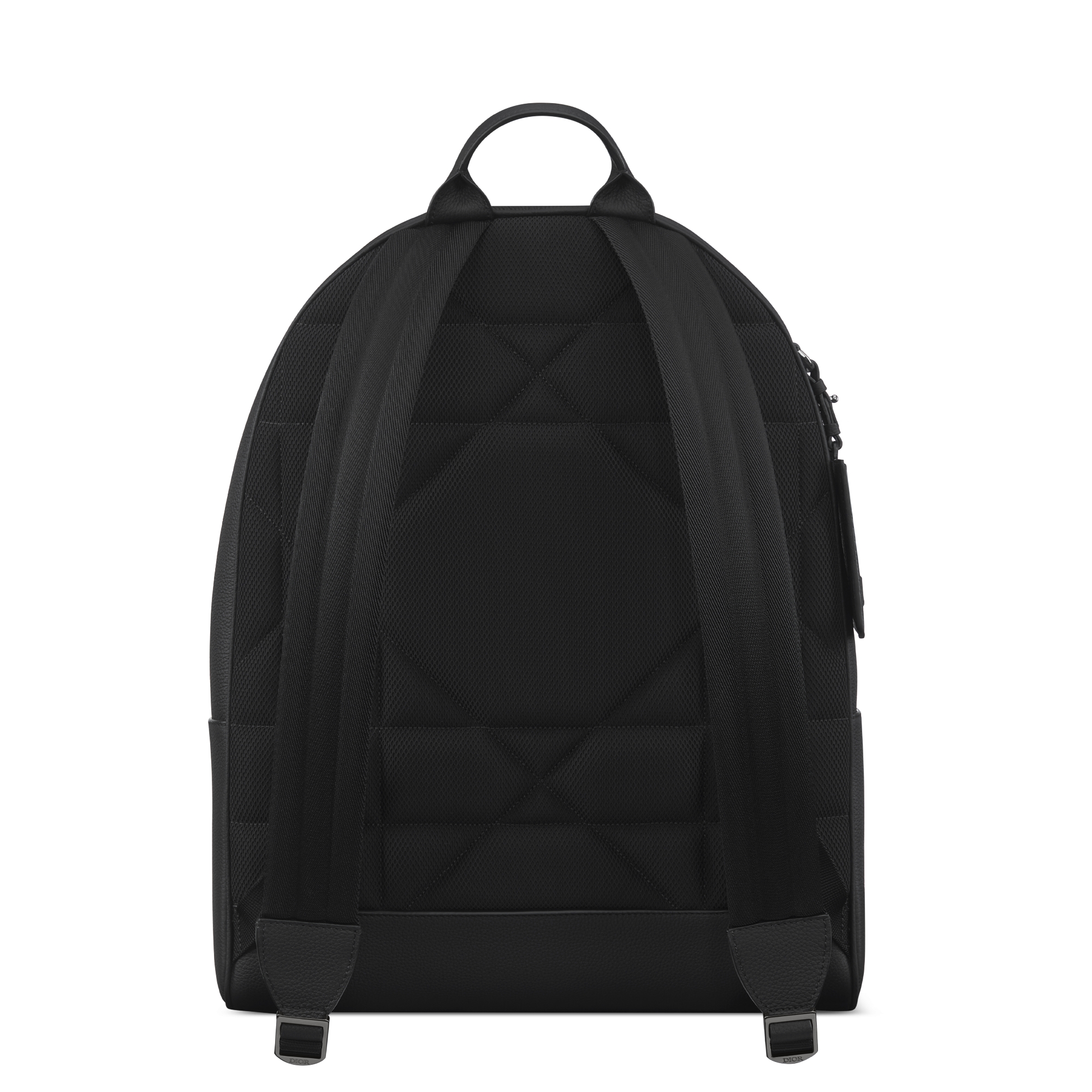 Sac à dos zippé CD Icon Cuir de veau grainé mat noir E08