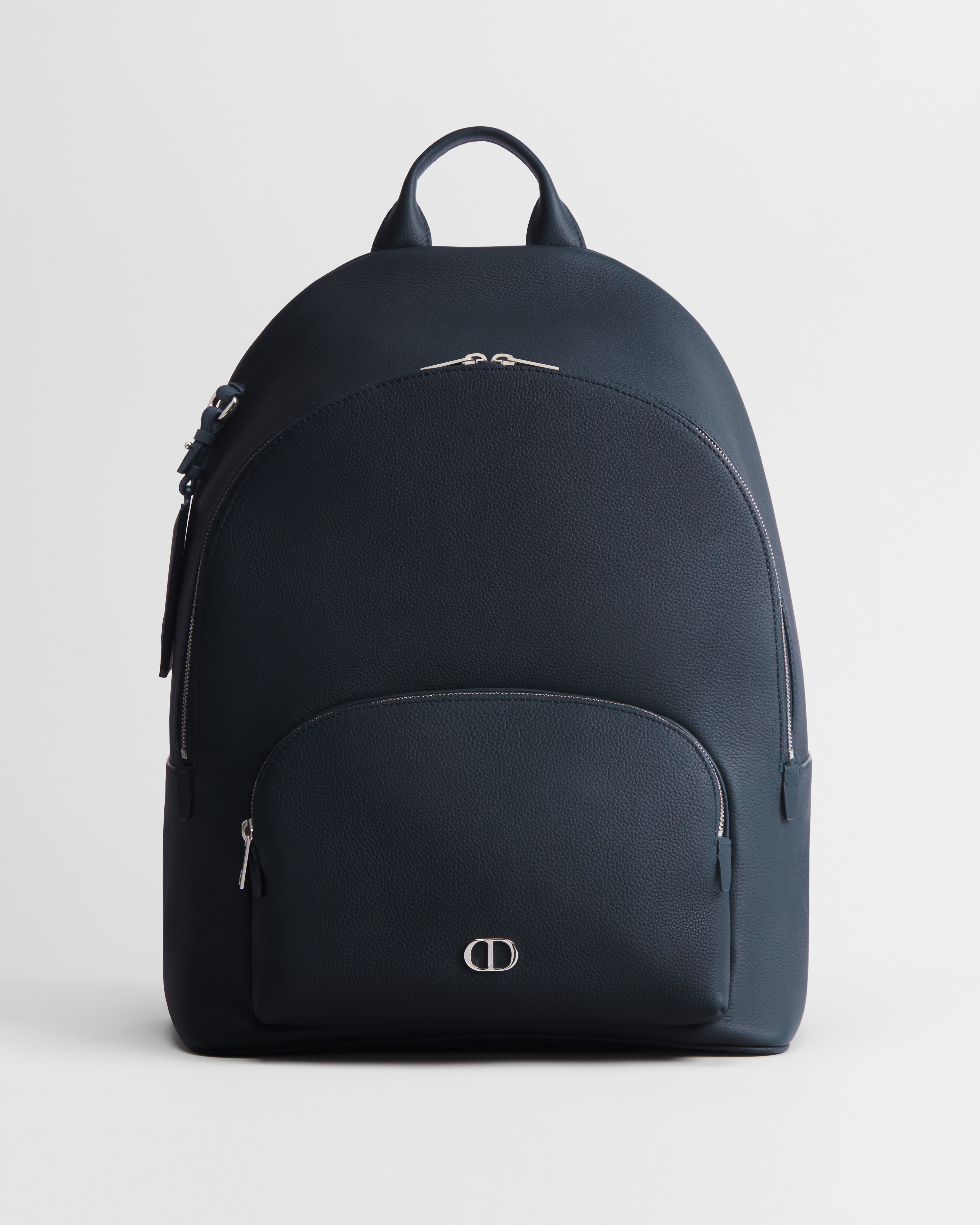CD Icon Zipped Backpack Navy Blue Matte Grained Calfskin E01