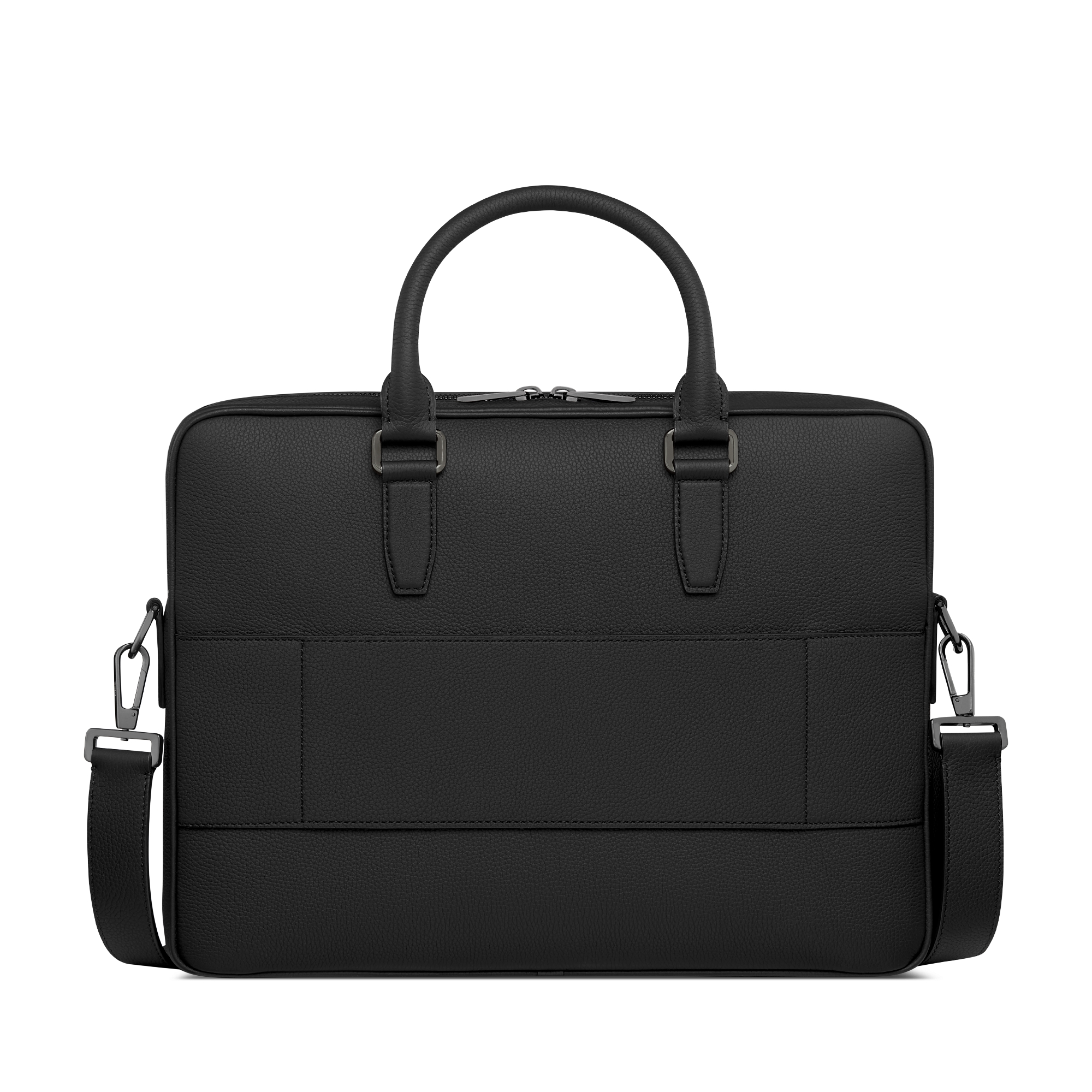 CD Icon 지퍼 브리프케이스 블랙 매트 그레인 송아지 가죽 E08