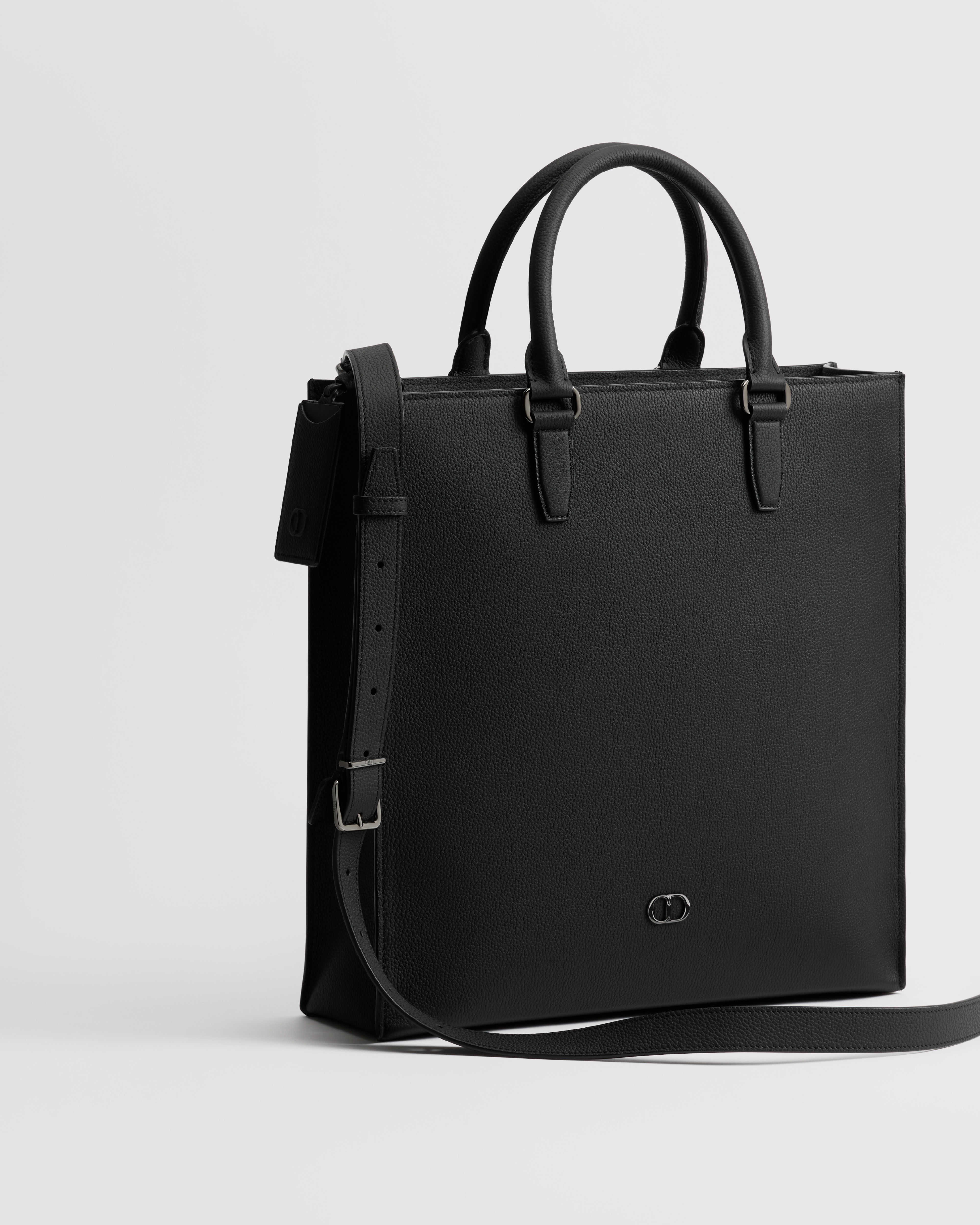 CD Icon Tote Bag Black Grained Calfskin E03