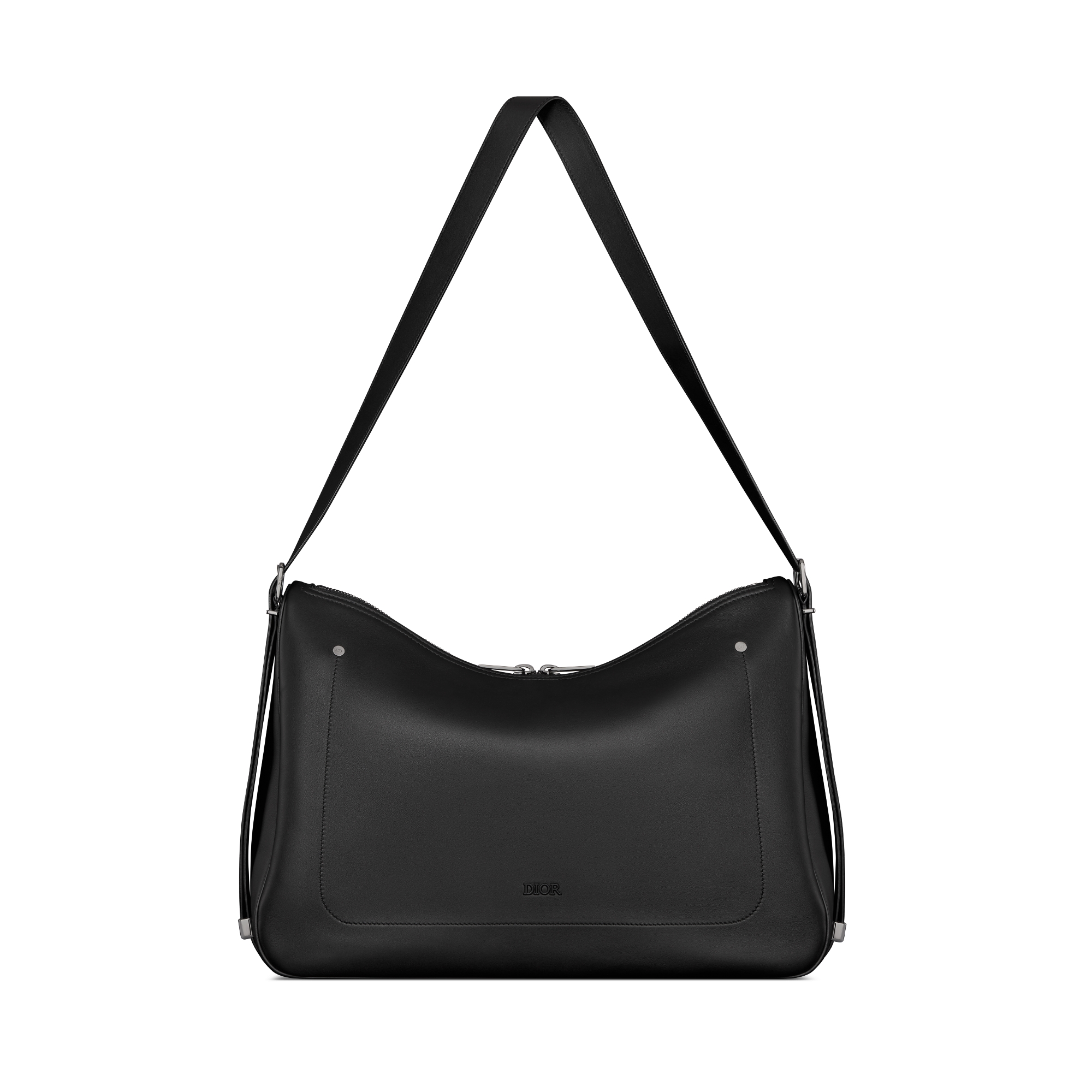 Sac Hobo zippé Dior Slider Large Cuir de veau lisse noir E07