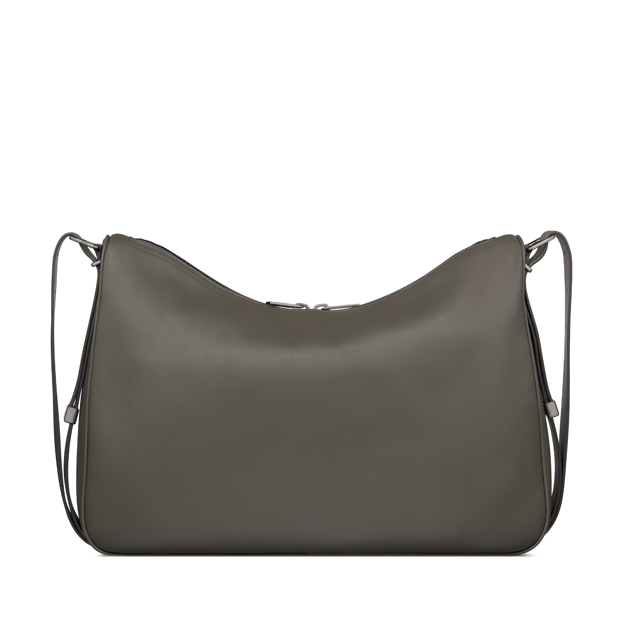 Large Dior Slider Zipped Hobo Bag Gray Smooth Calfskin E08