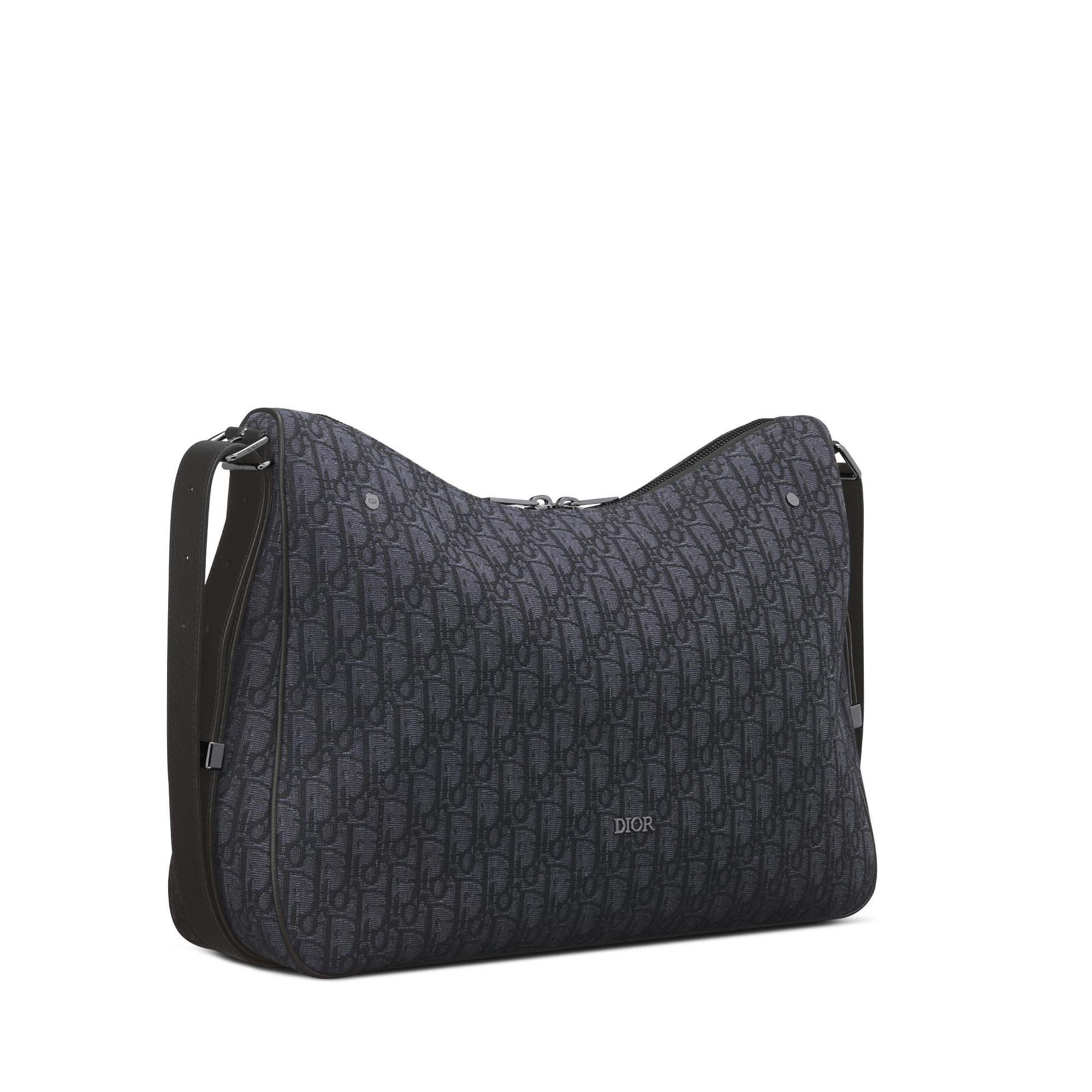 Große Dior Slider Hobo Tasche mit Reißverschluss Dior Oblique Jacquard in Schwarz E03