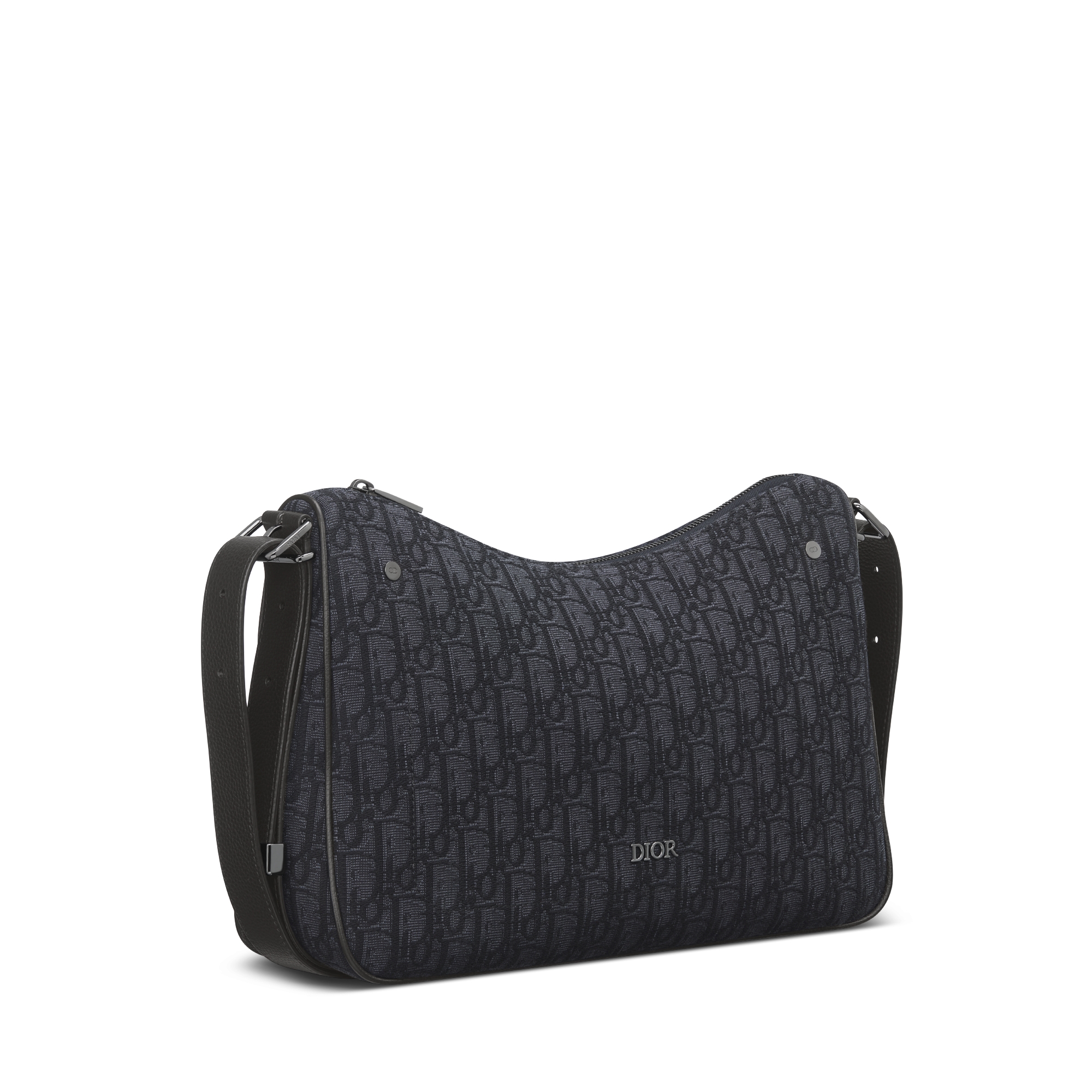 Middelgrote Dior Slider-hobotas met rits Zwarte Dior Oblique-jacquard E03