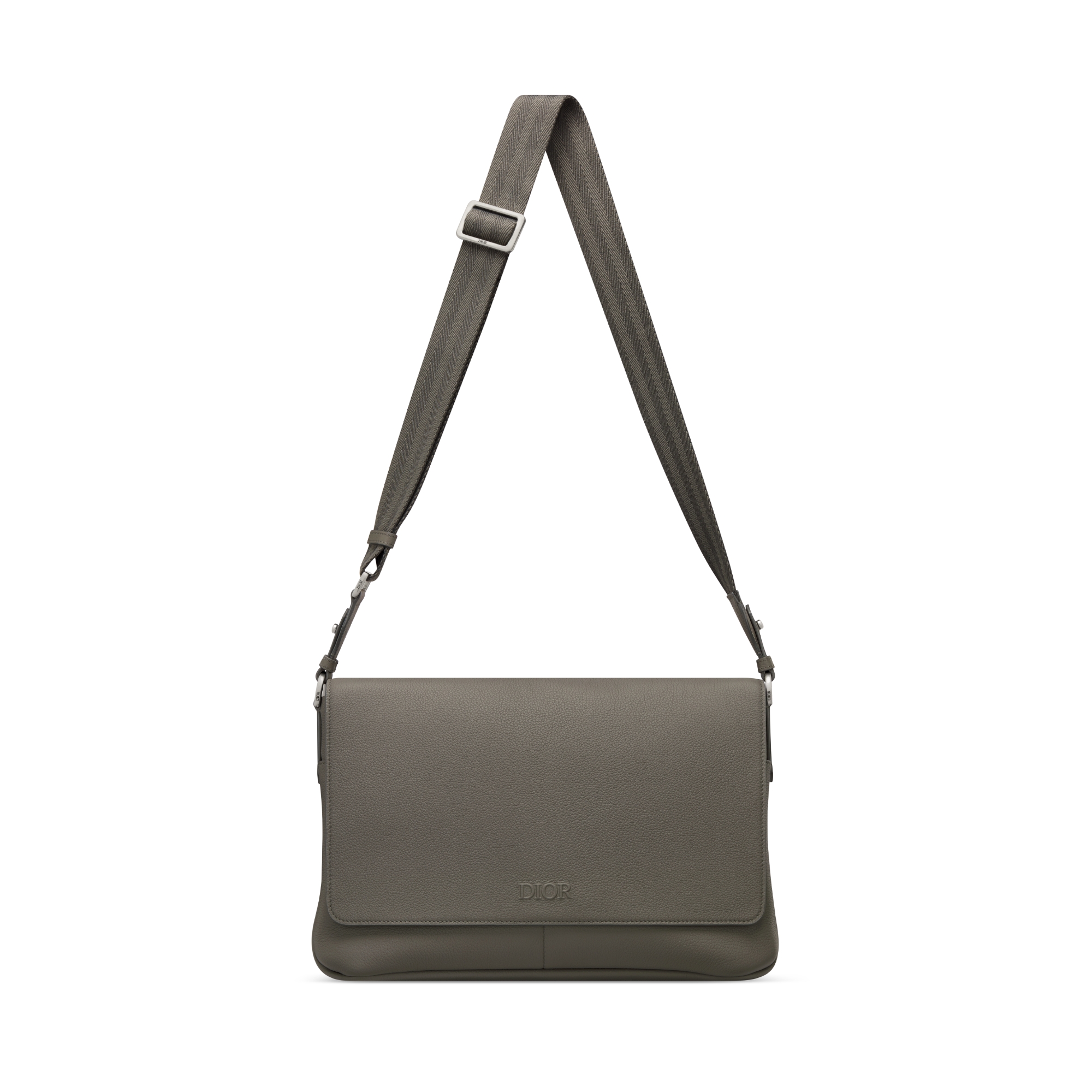 Dior Privé Messenger Bag with Flap Gray Dior Icons Calfskin E07