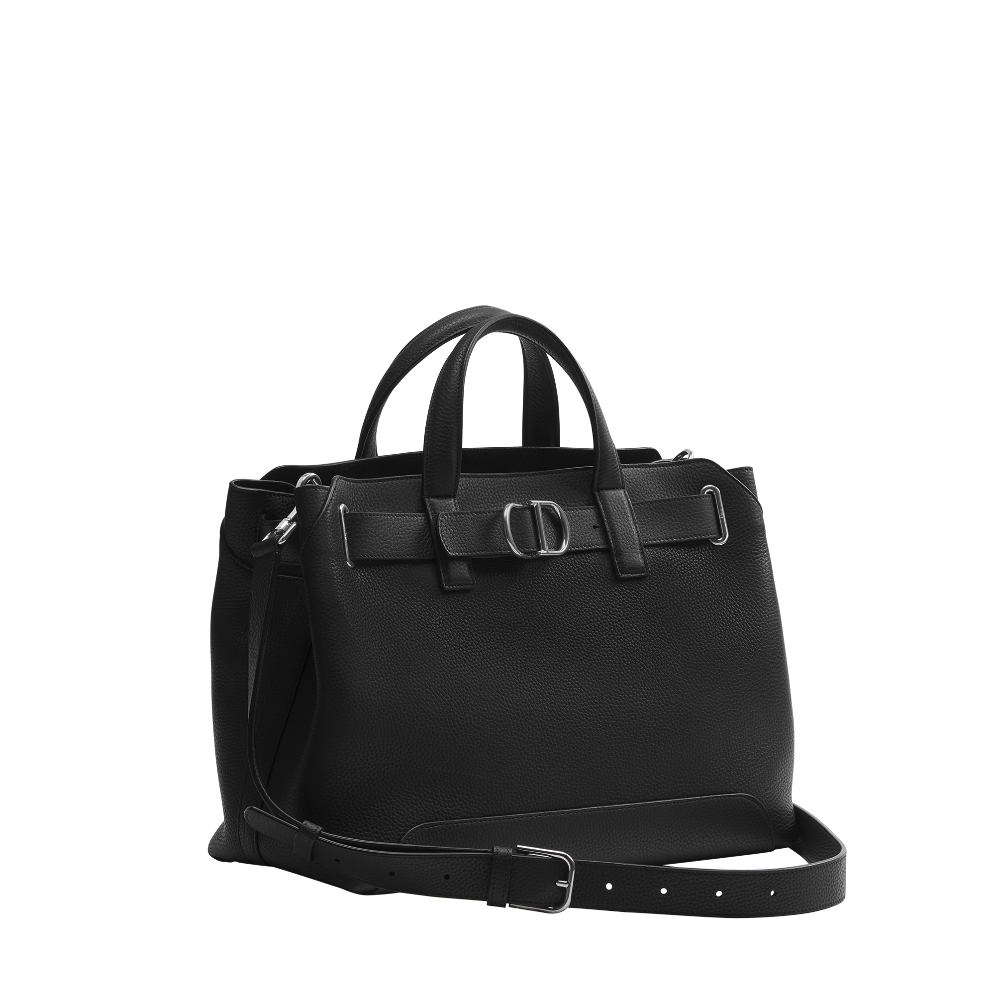 Small Dior Normandie Tote Bag Black Grained Calfskin E03