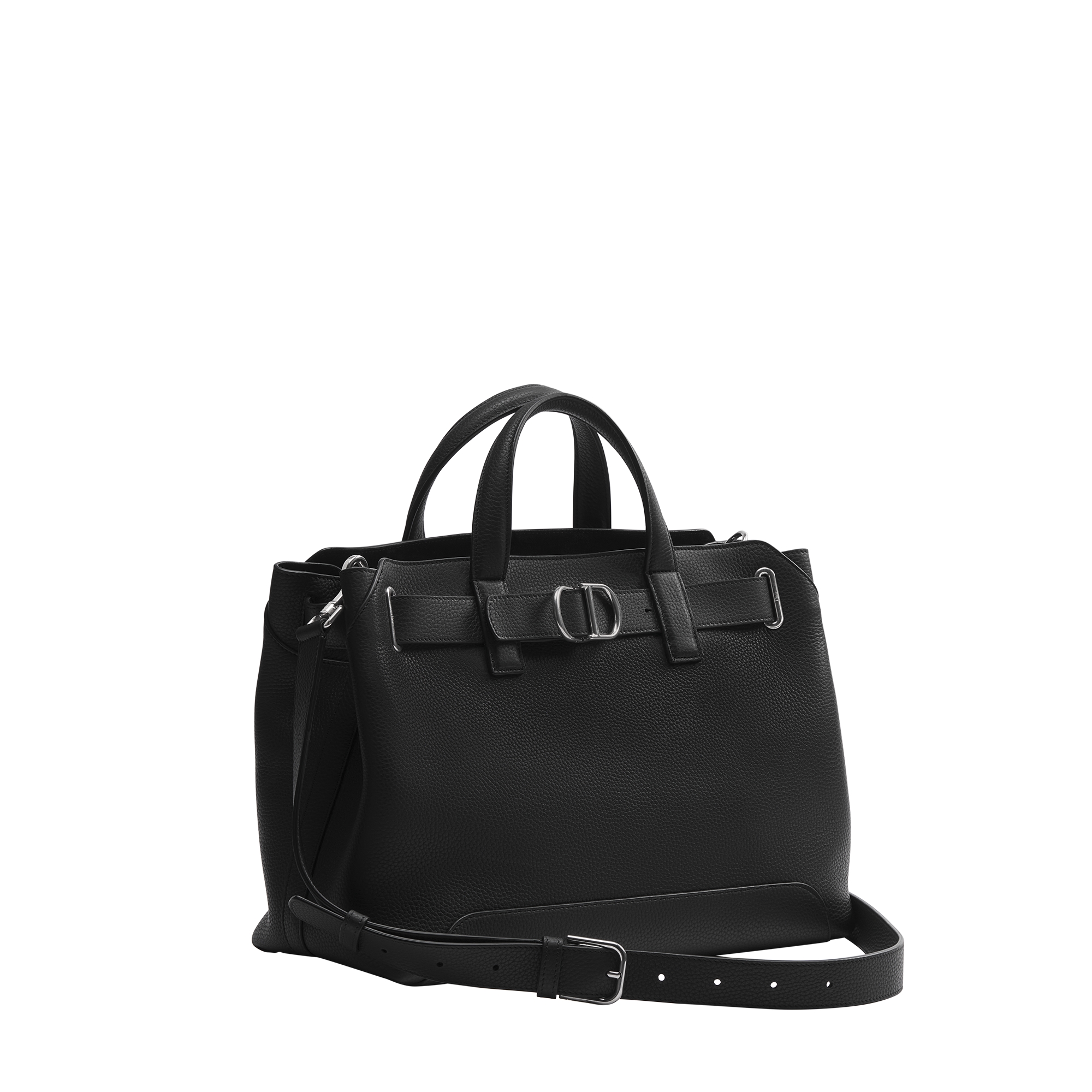 Small Dior Normandie Tote Bag Black Grained Calfskin E03