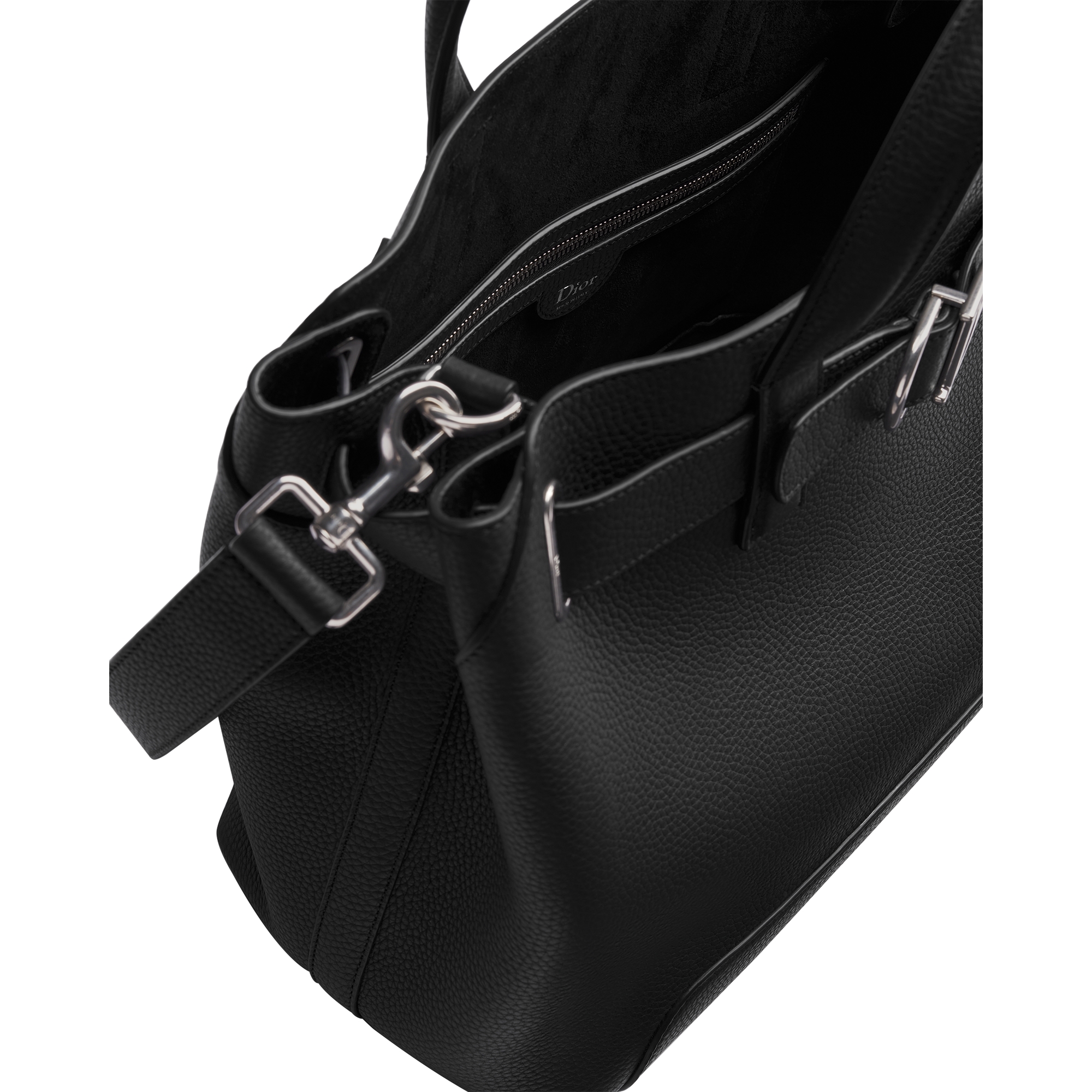 Small Dior Normandie Tote Bag Black Grained Calfskin E06