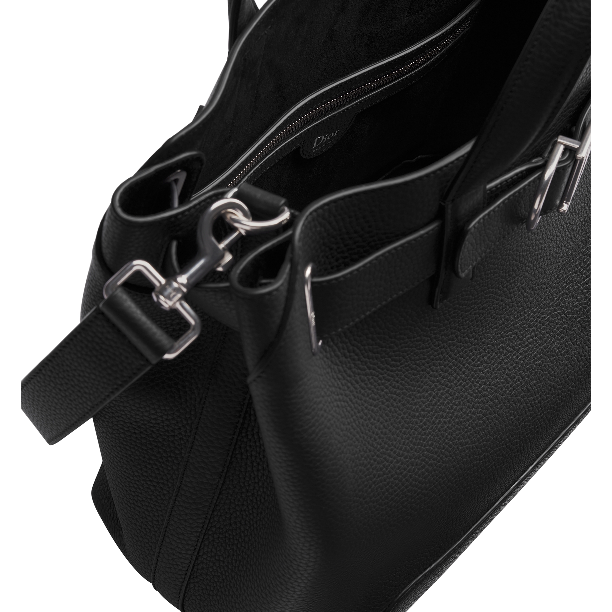 Small Dior Normandie Tote Bag Black Grained Calfskin E06