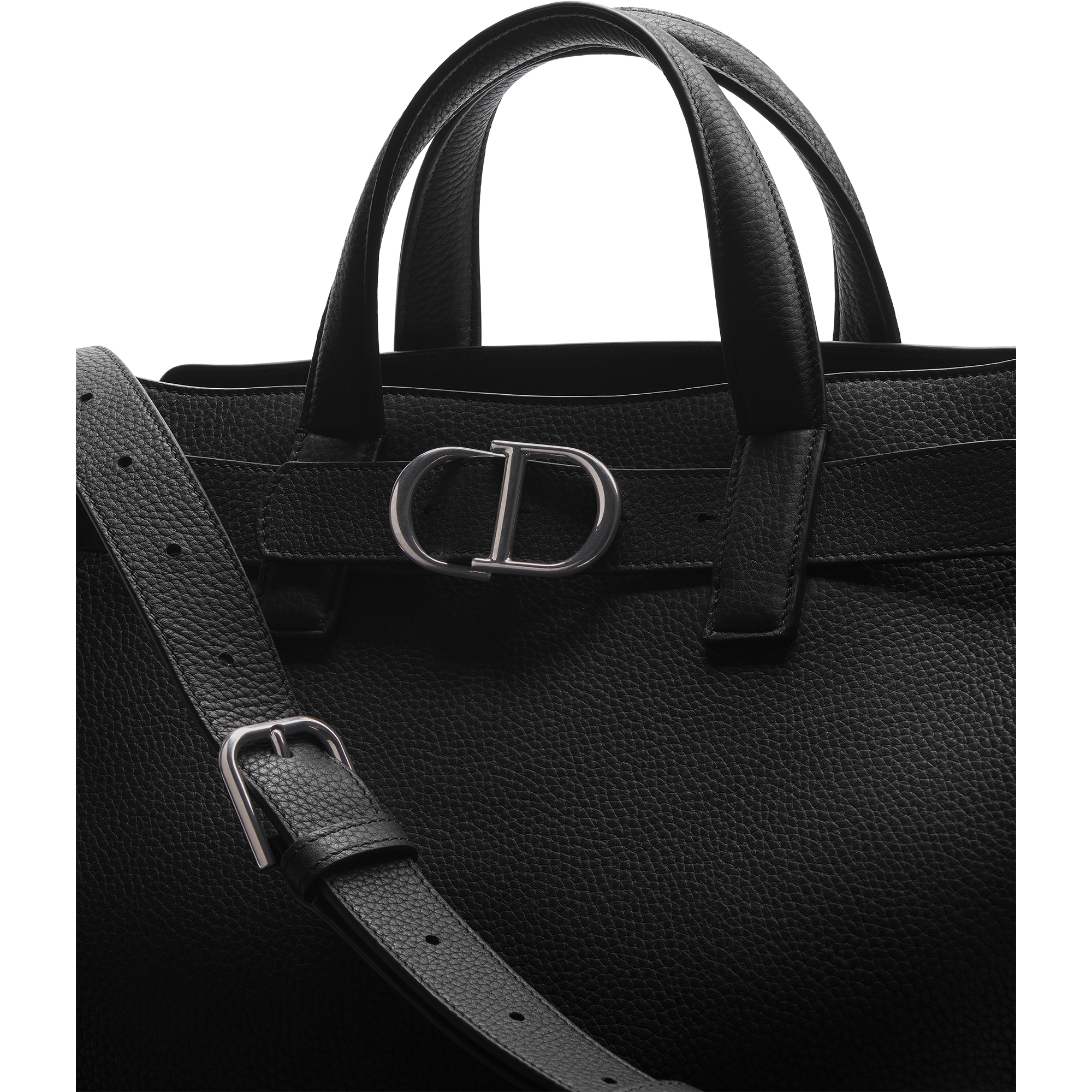 Small Dior Normandie Tote Bag Black Grained Calfskin E09