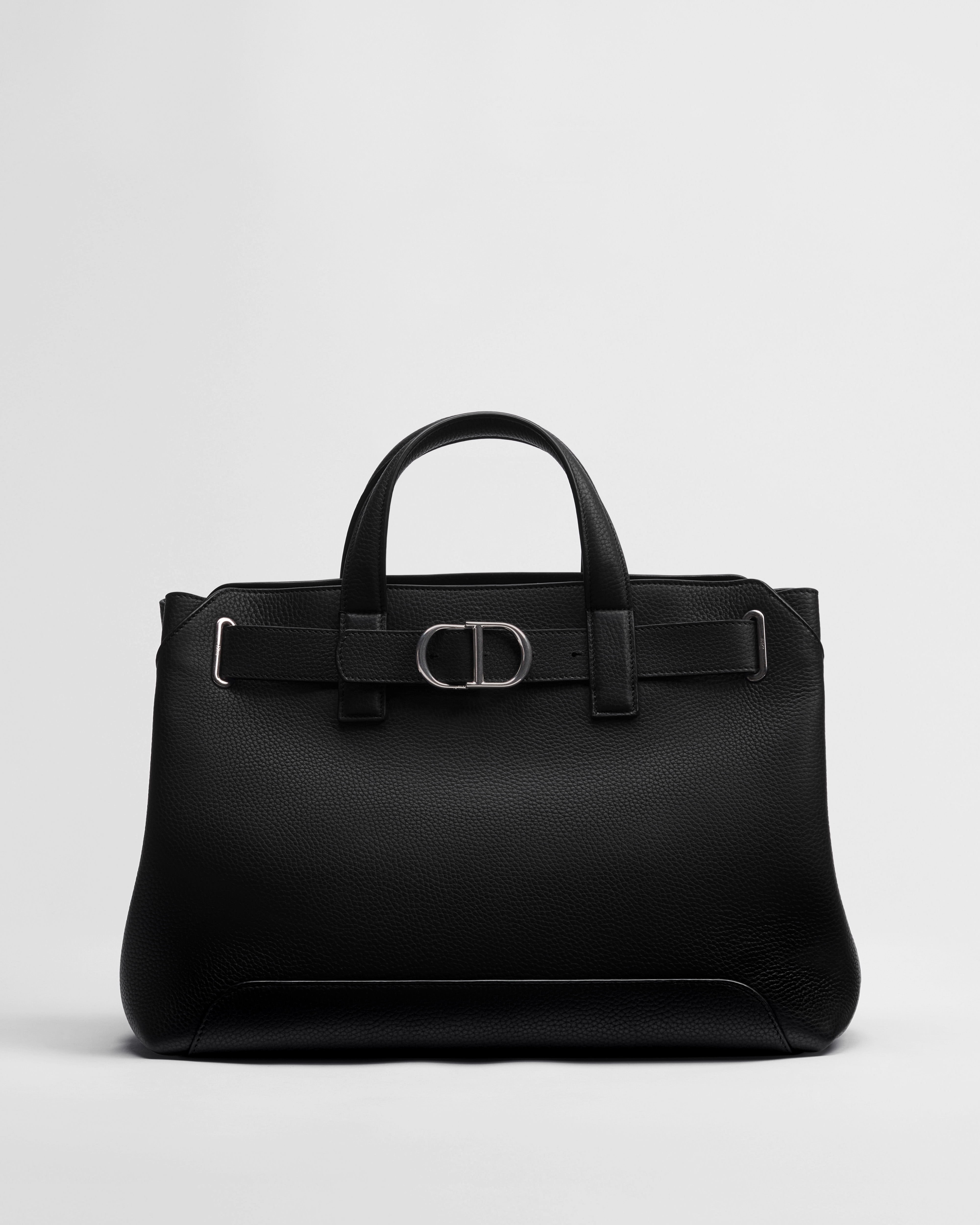 Dior Normandie 스몰 토트백 블랙 그레인 송아지 가죽 E01