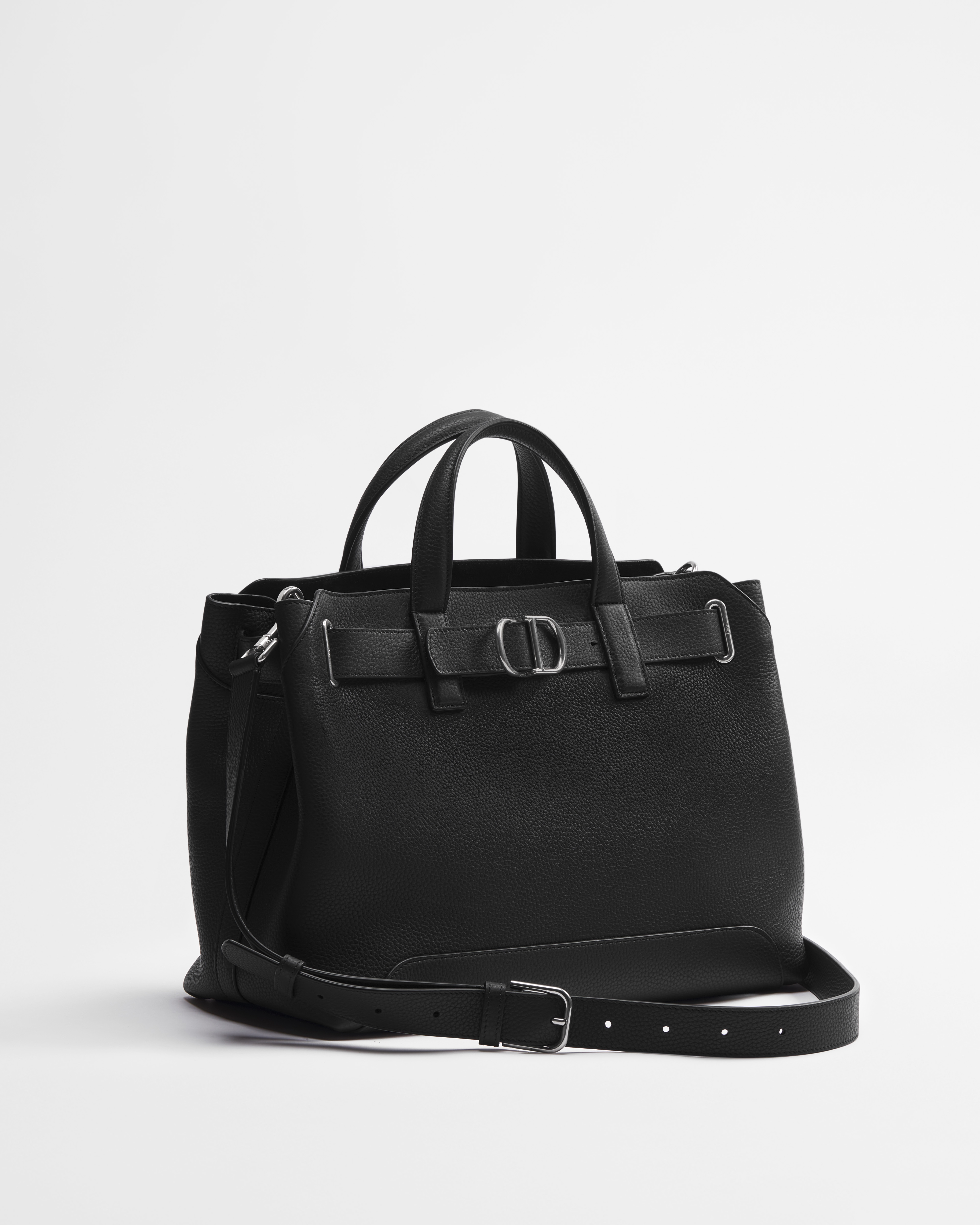Kleine Dior Normandie Tote Bag Genarbtes Kalbsleder in Schwarz E03