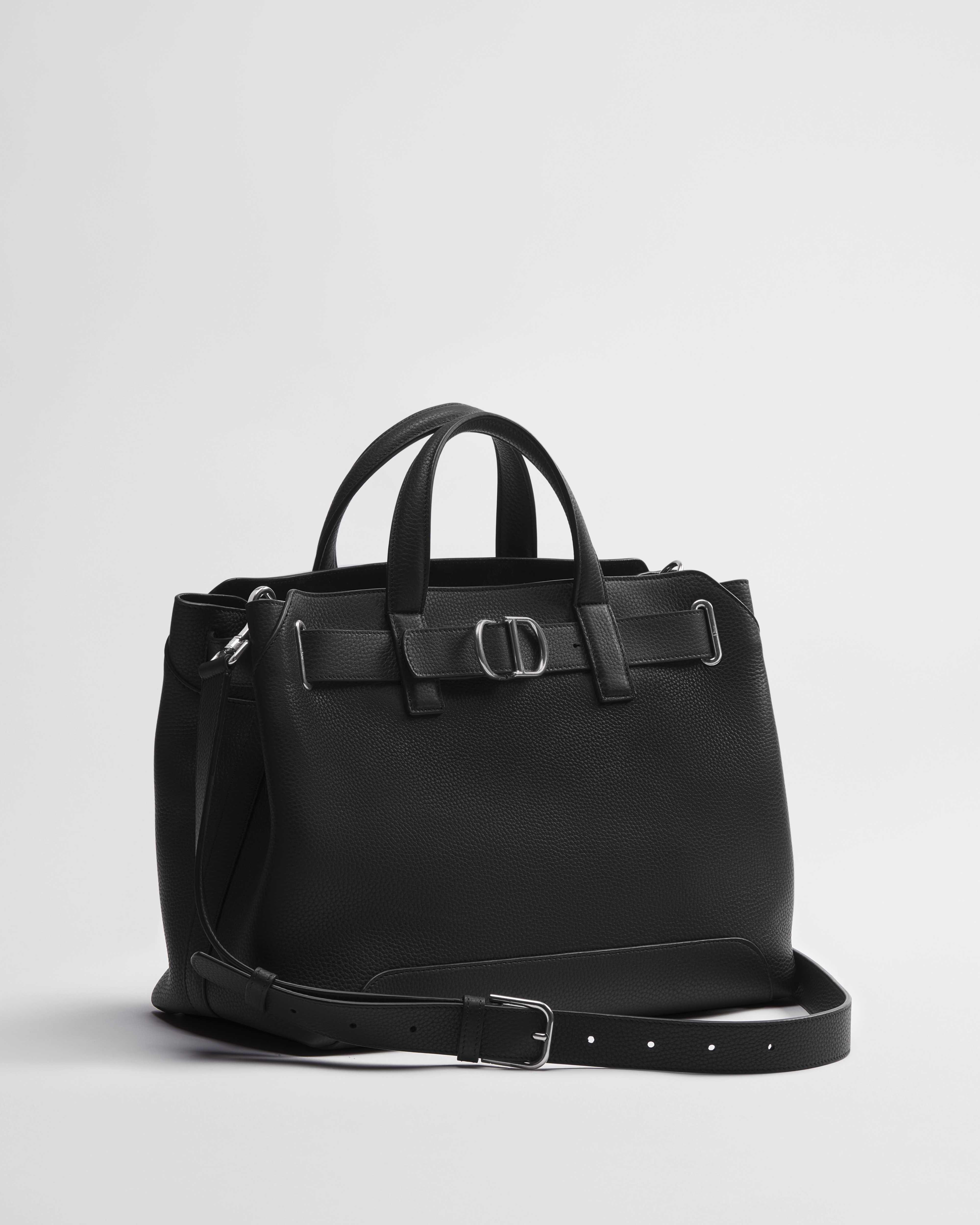 Dior Normandie 스몰 토트백 블랙 그레인 송아지 가죽 E03