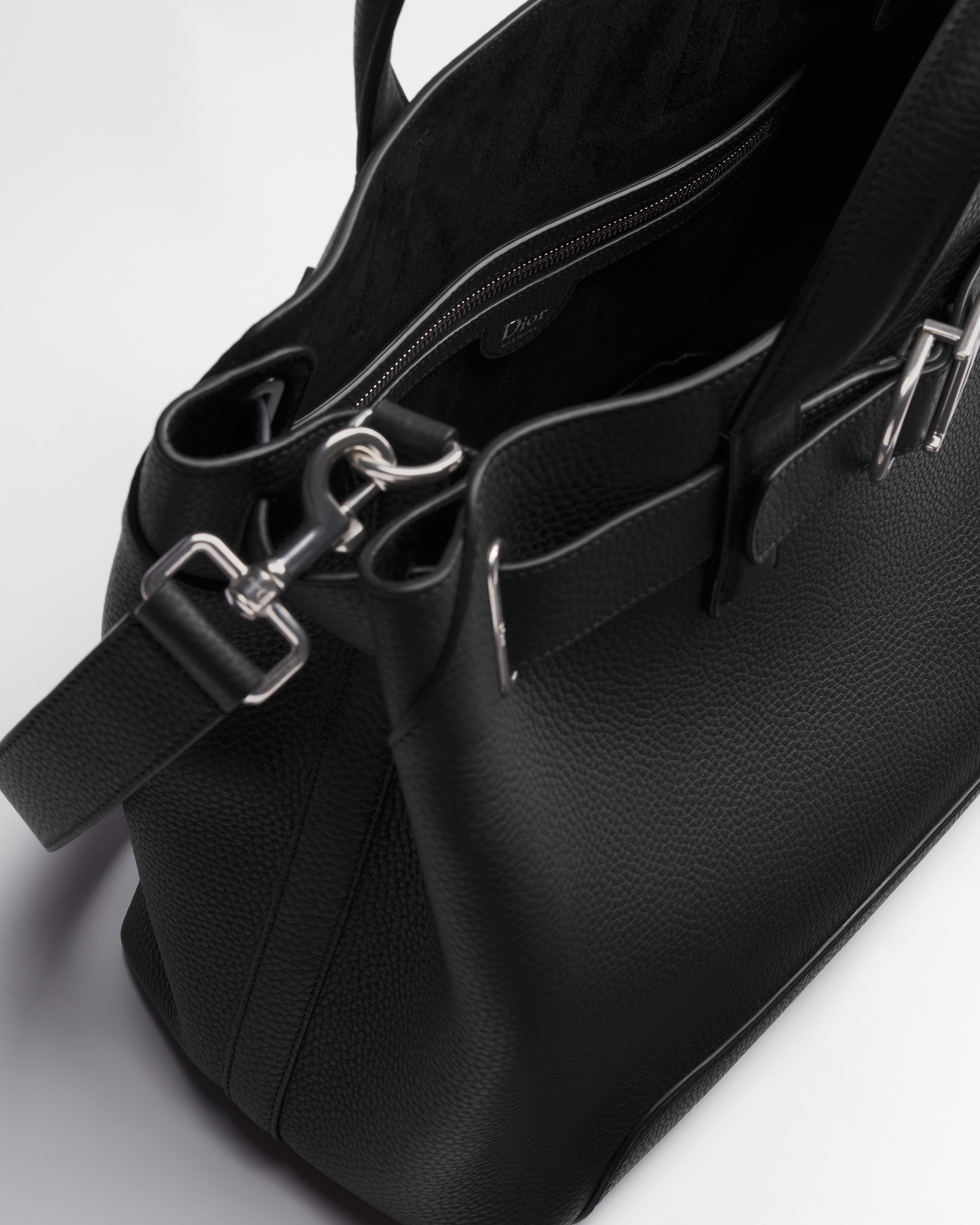 Kleine Dior Normandie Tote Bag Genarbtes Kalbsleder in Schwarz E06