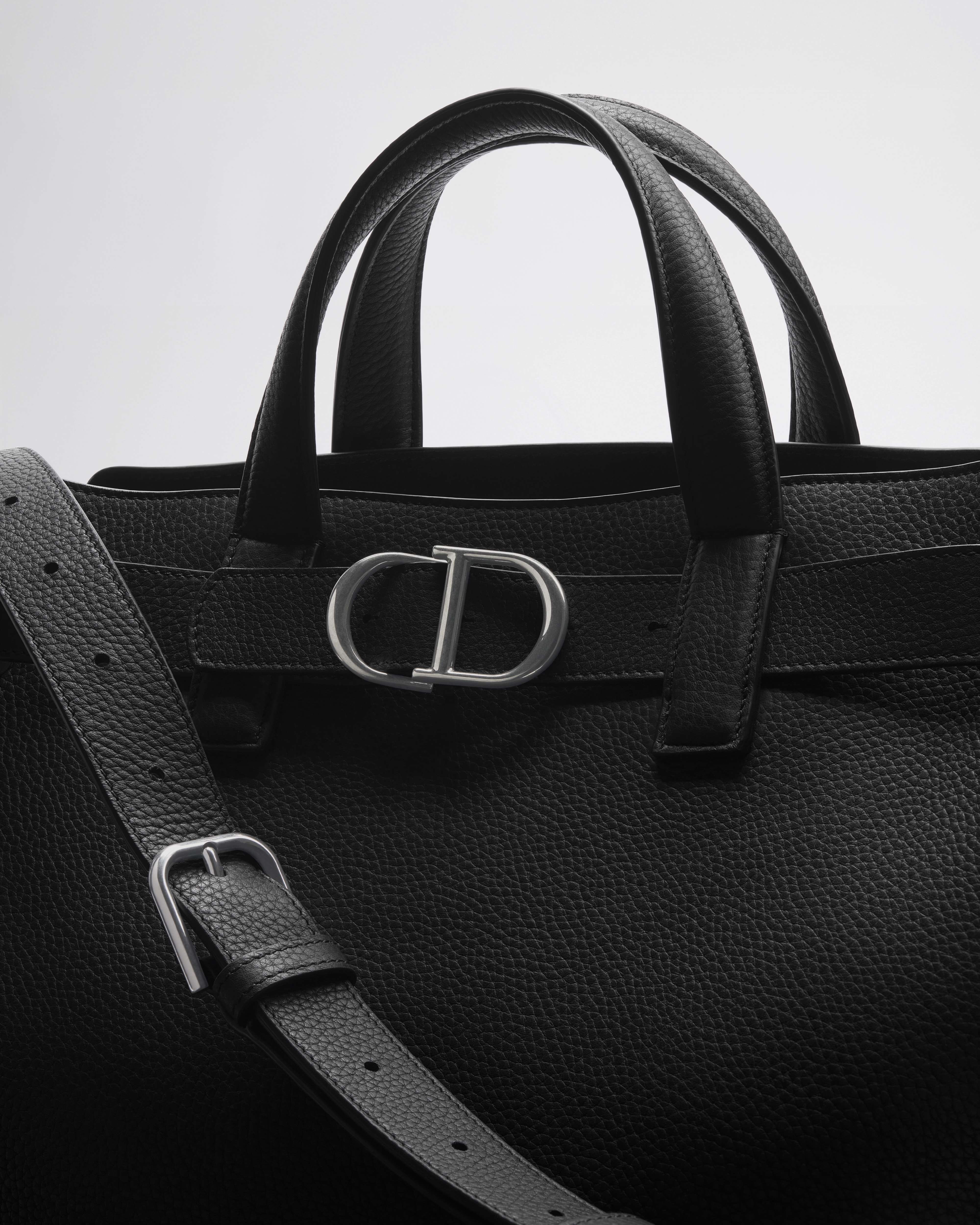 Small Dior Normandie Tote Bag Black Grained Calfskin E09