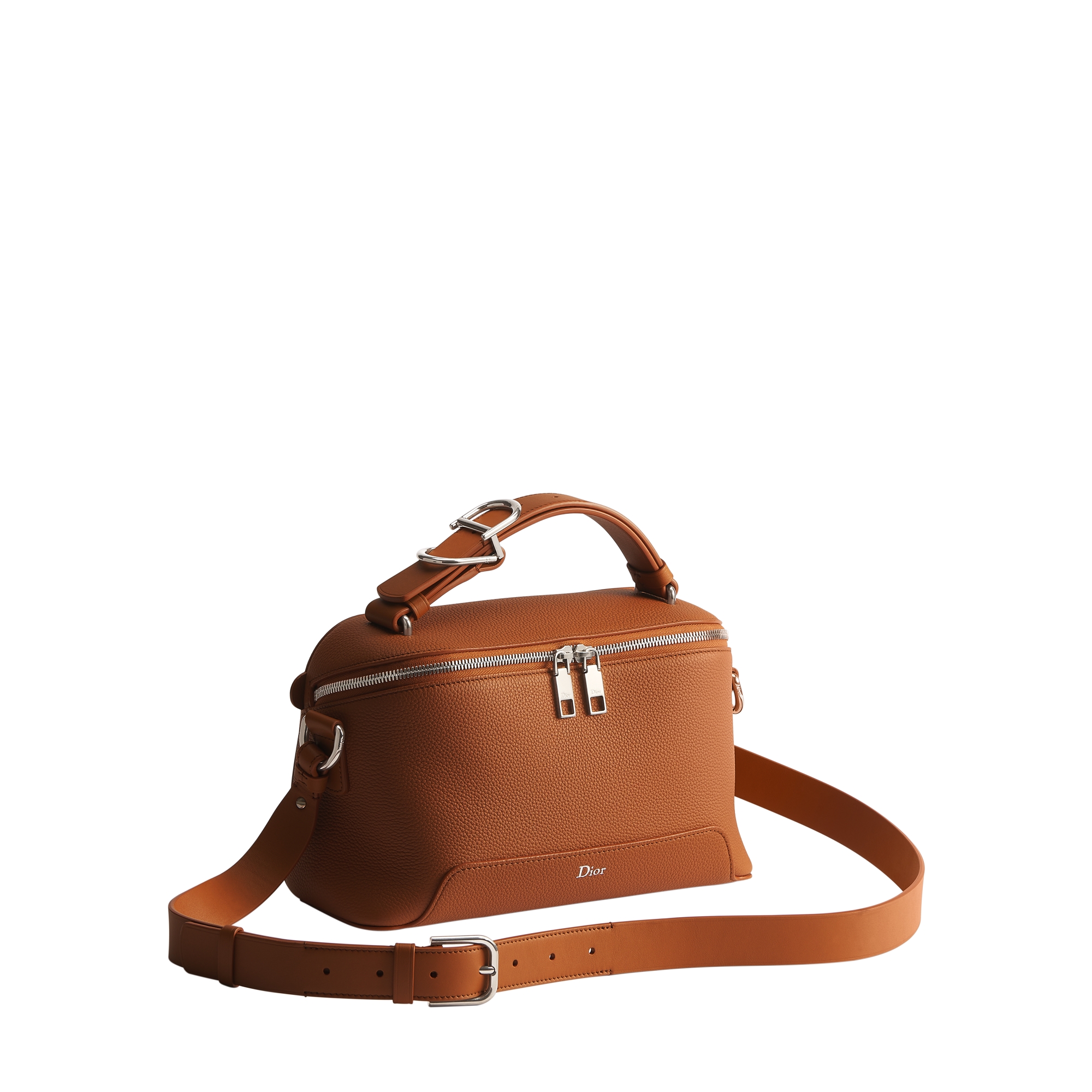Dior Archie Zipped Bag with Strap Tan Grained Calfskin E03