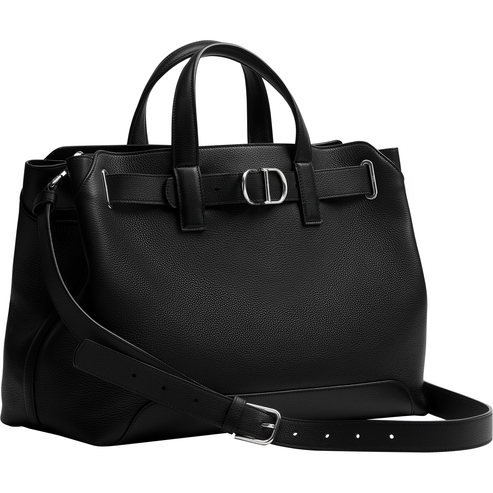 Medium Dior Normandie Tote Bag Black Grained Calfskin E03