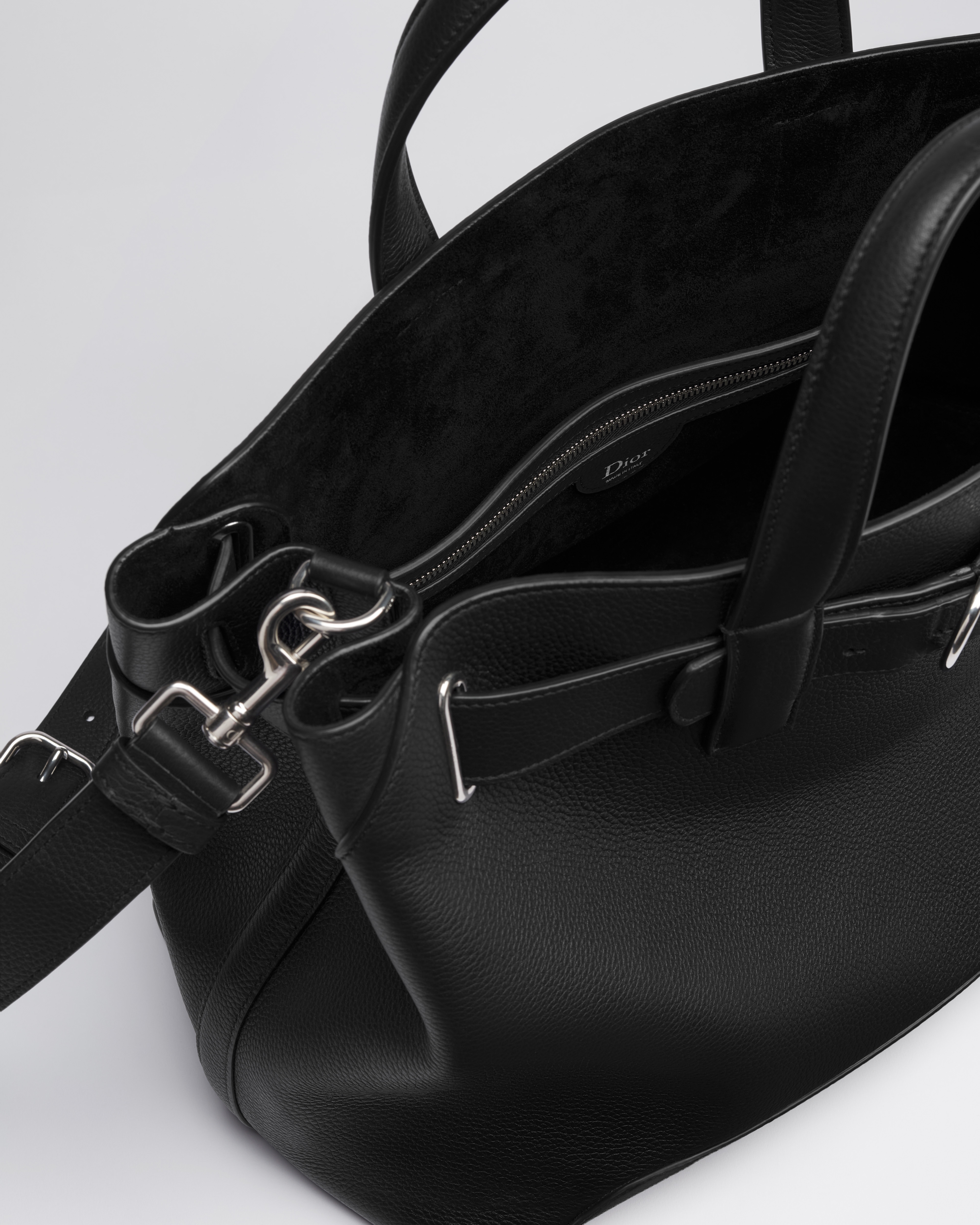 Medium Dior Normandie Tote Bag Black Grained Calfskin E06