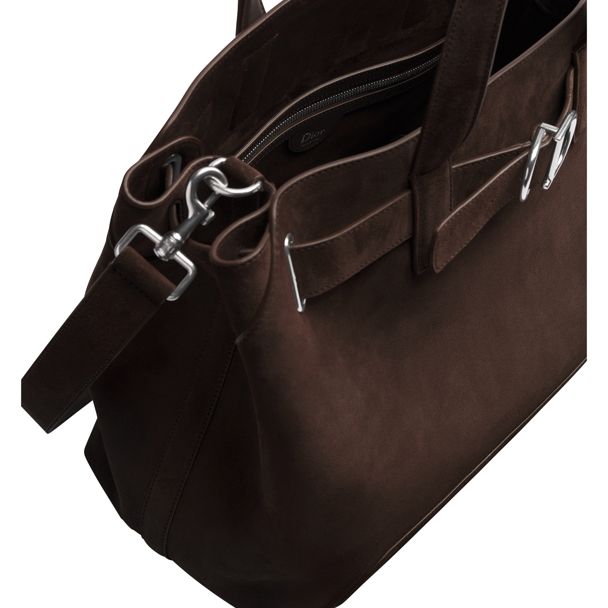 Medium Dior Normandie Tote Bag Deep Brown Suede E06