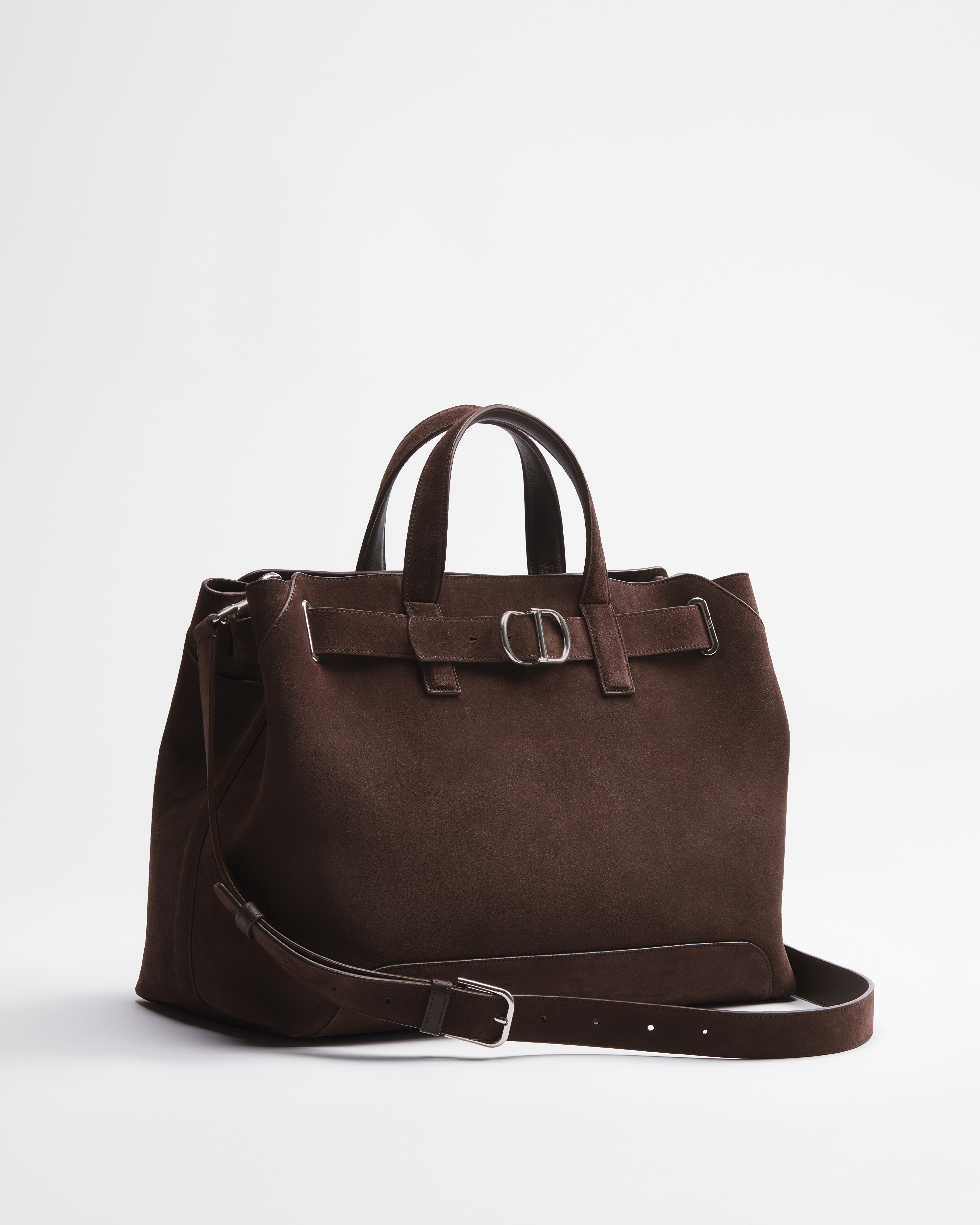 Mittelgroße Dior Normandie Tote Bag Veloursleder in sattem Braun E03