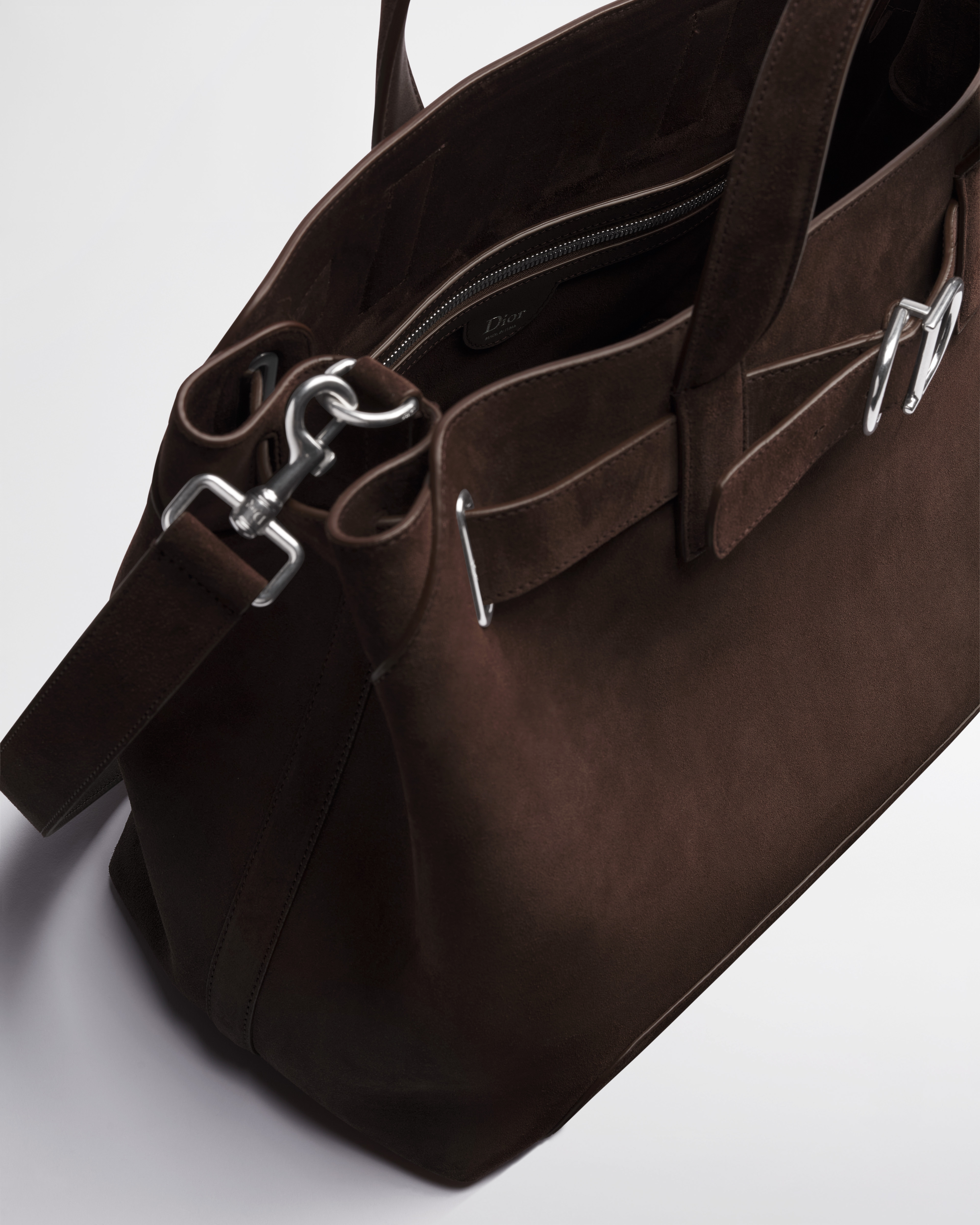 Mittelgroße Dior Normandie Tote Bag Veloursleder in sattem Braun E06