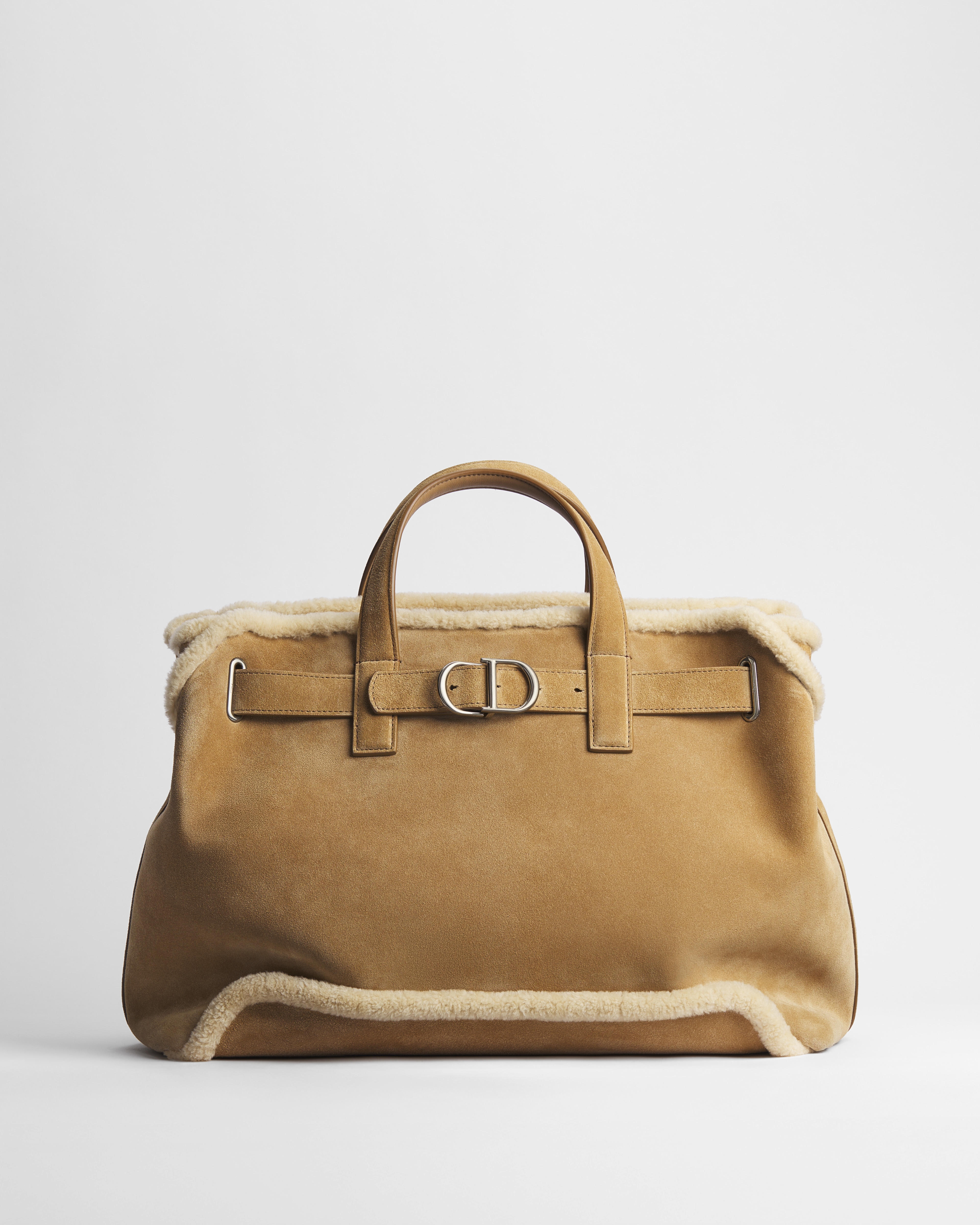 DiorAlps Medium Dior Normandie Tote Bag Natural Suede Calfskin and Ecru Sheepskin Shearling E01
