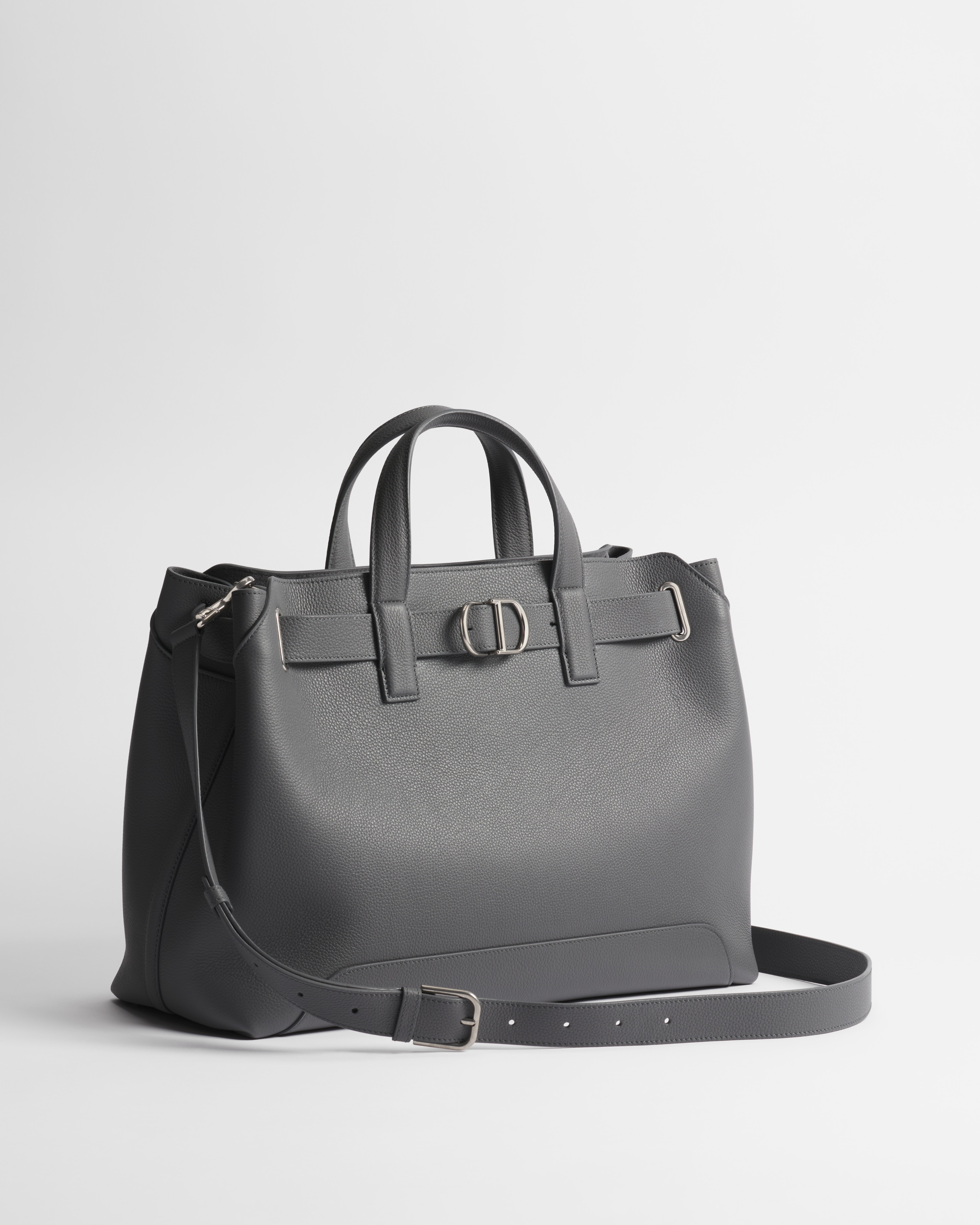 Bolso tote Dior Normandie mediano Piel de becerro graneada gris Flanelle E03
