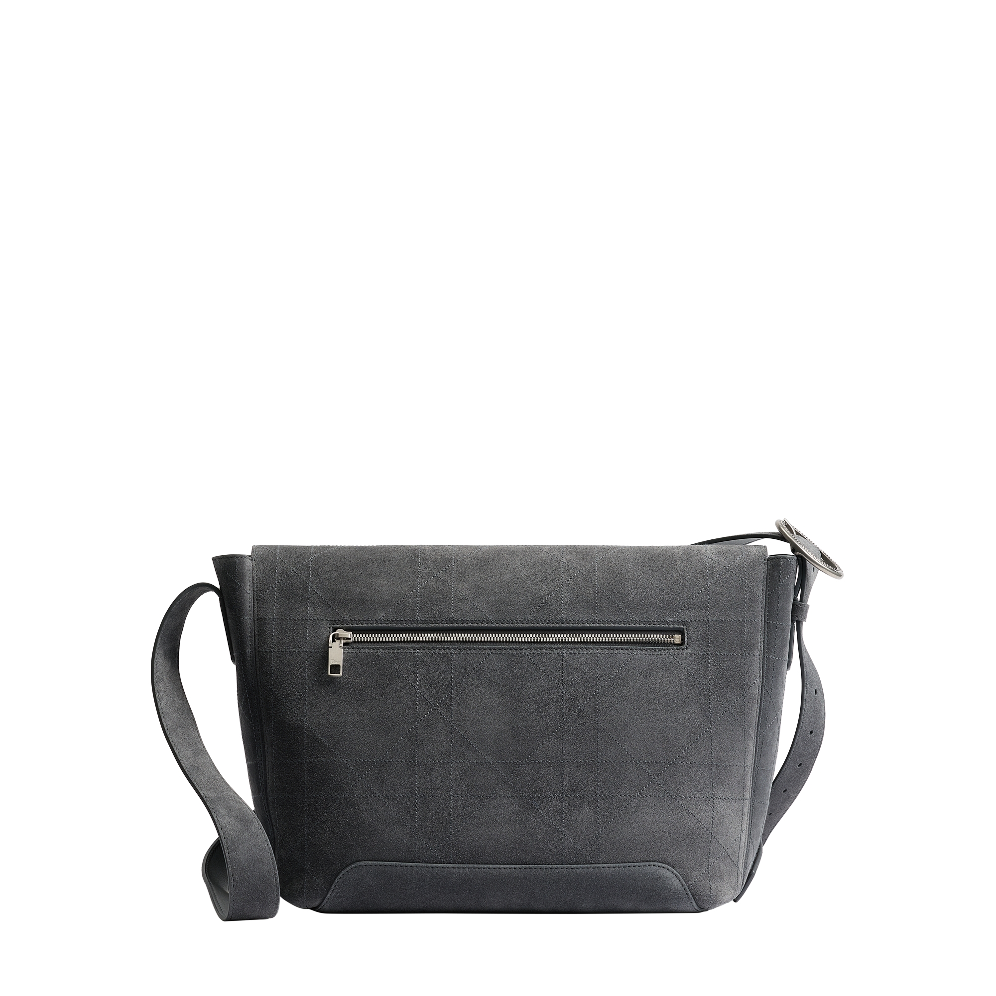 Medium Dior Jett Médaillon Messenger Bag with Flap Gris Flanelle Cannage Suede Calfskin E08