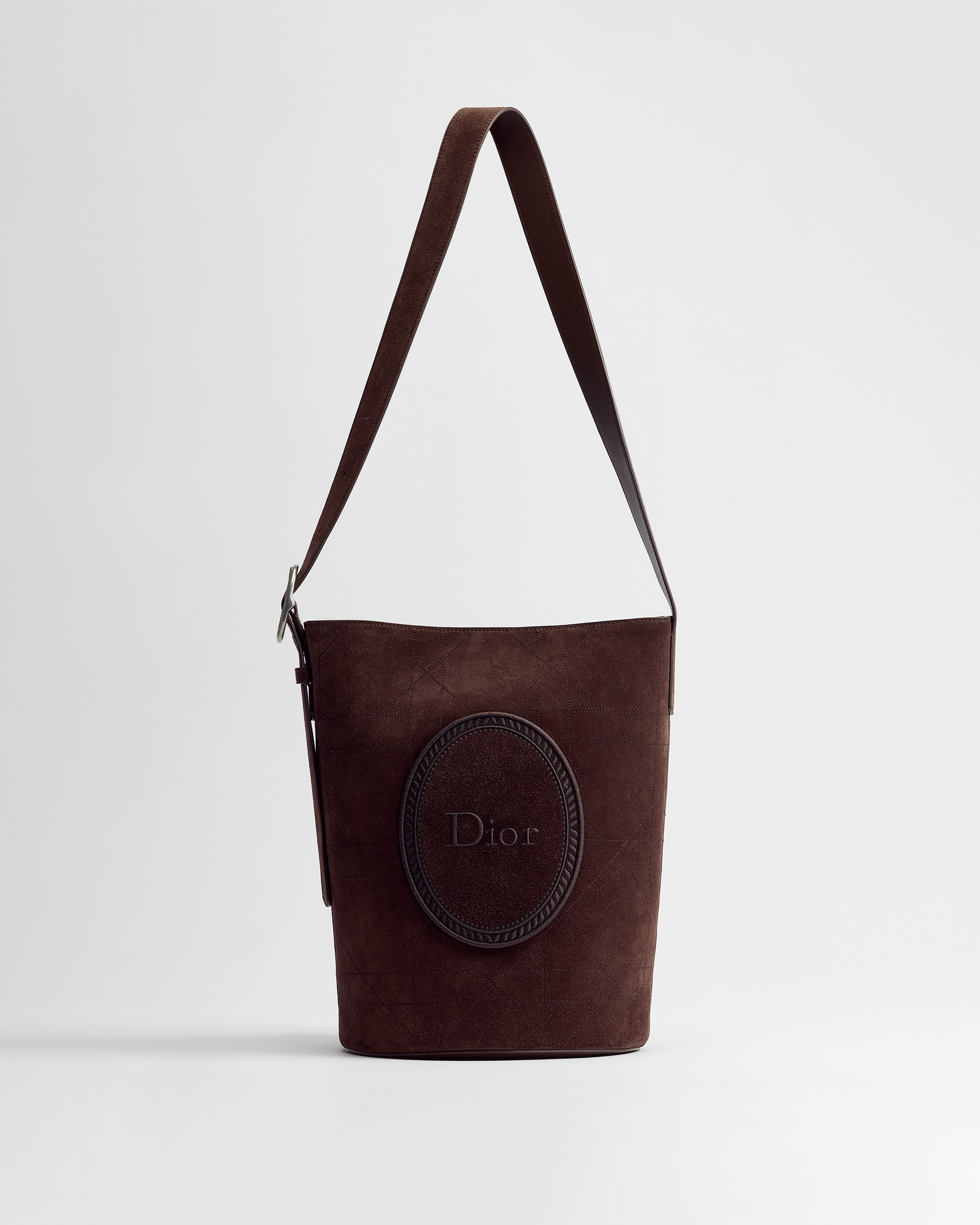 Dior Jett Médaillon Bucket Bag Brown Cannage Suede Calfskin E07