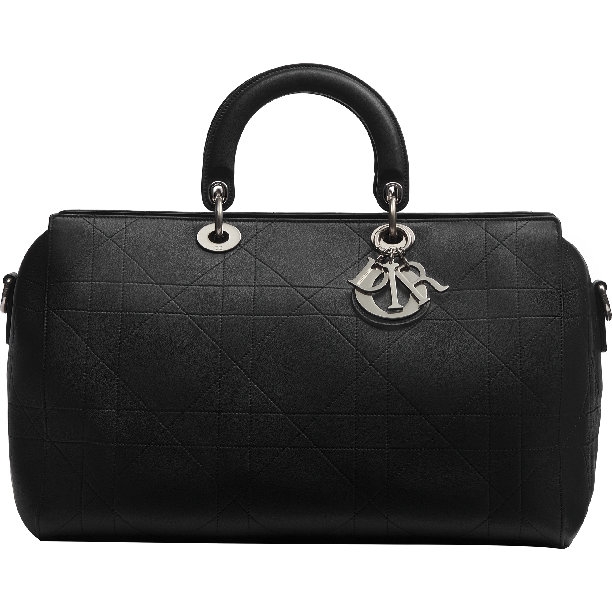  黑色 Cannage 藤格紋圖案小牛皮