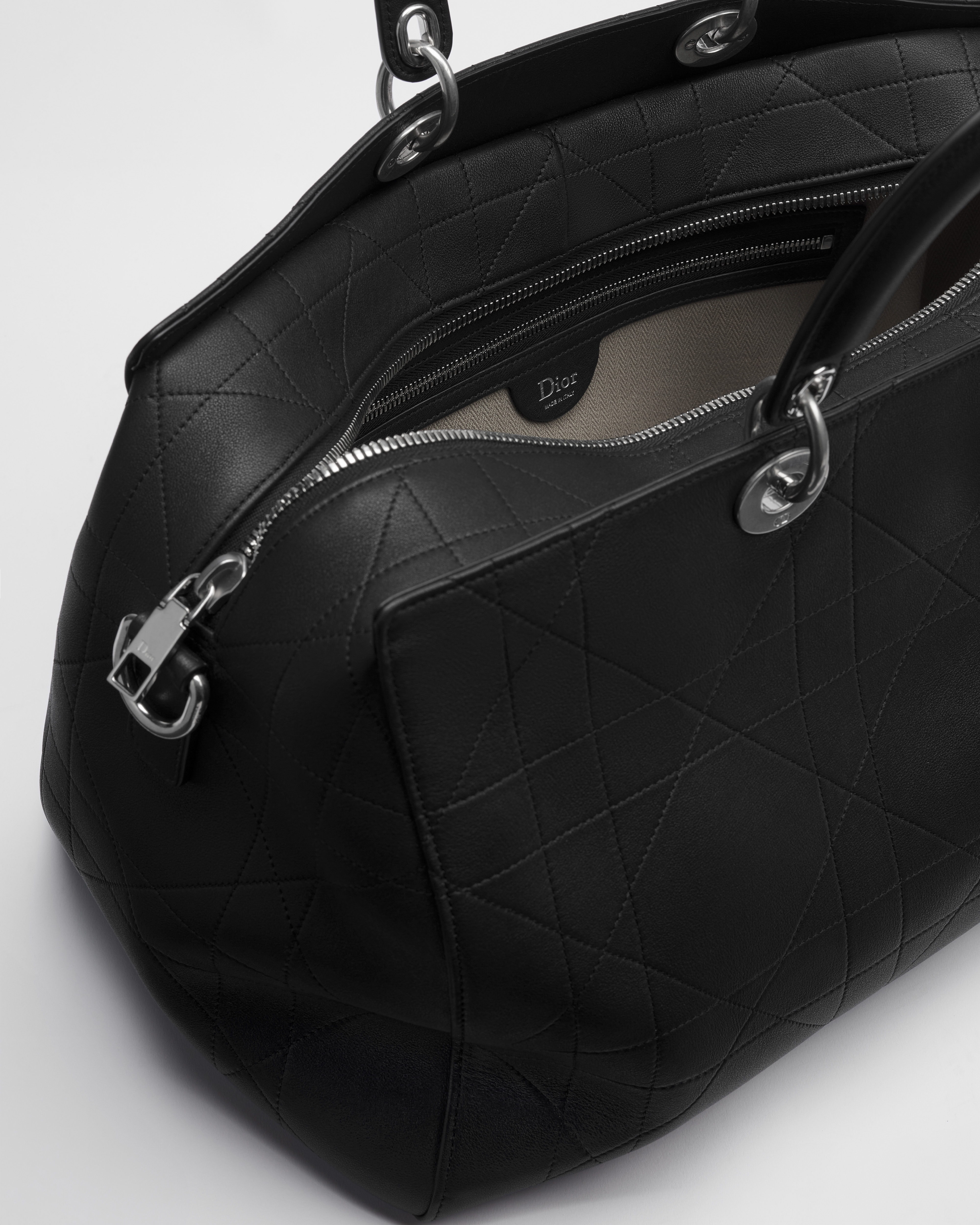 大碼 Dior Granville 袋 黑色 Cannage 藤格紋圖案小牛皮 E06