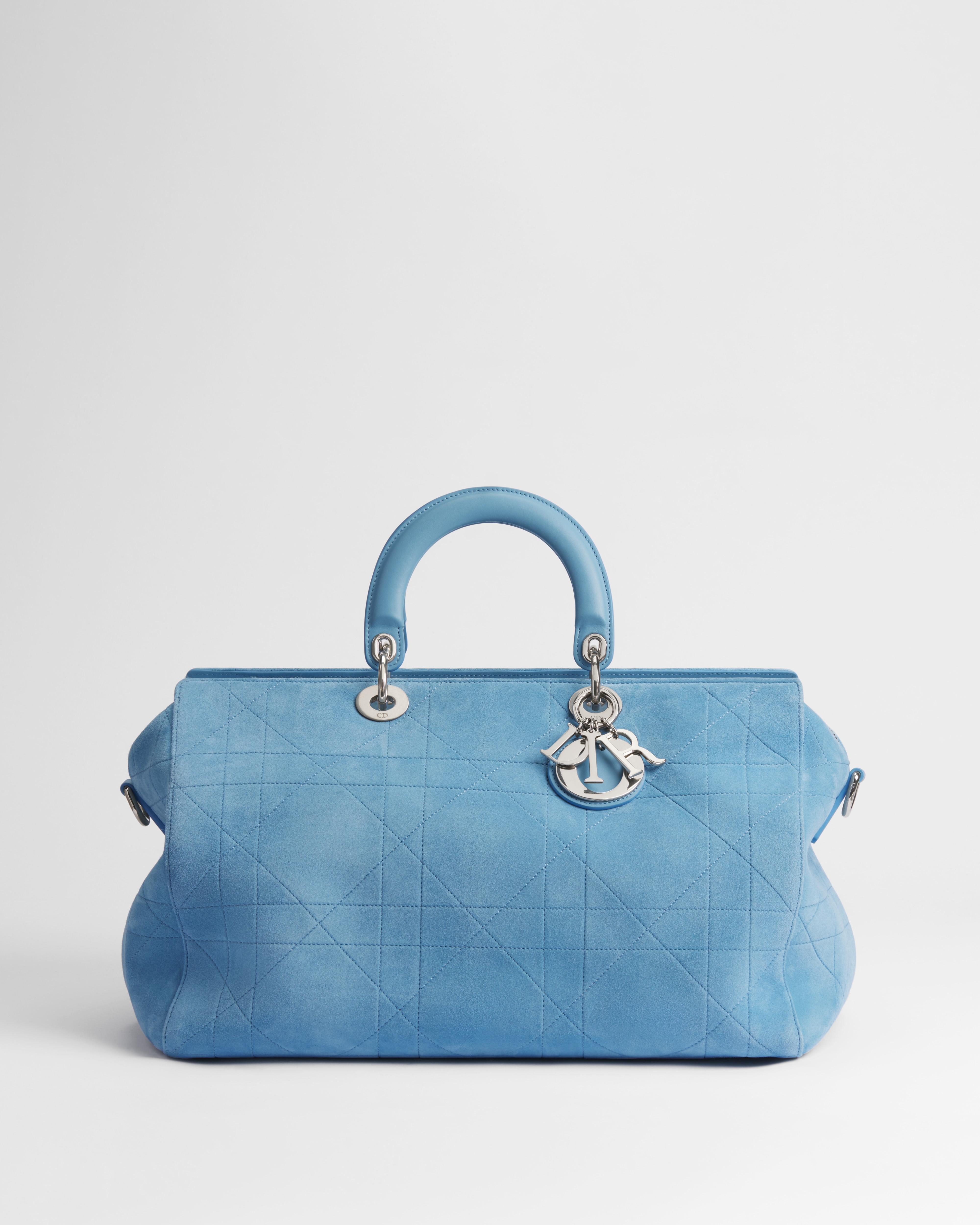 Grote Dior Granville-tas Myosotis-blauw Cannage-geitensuède E01