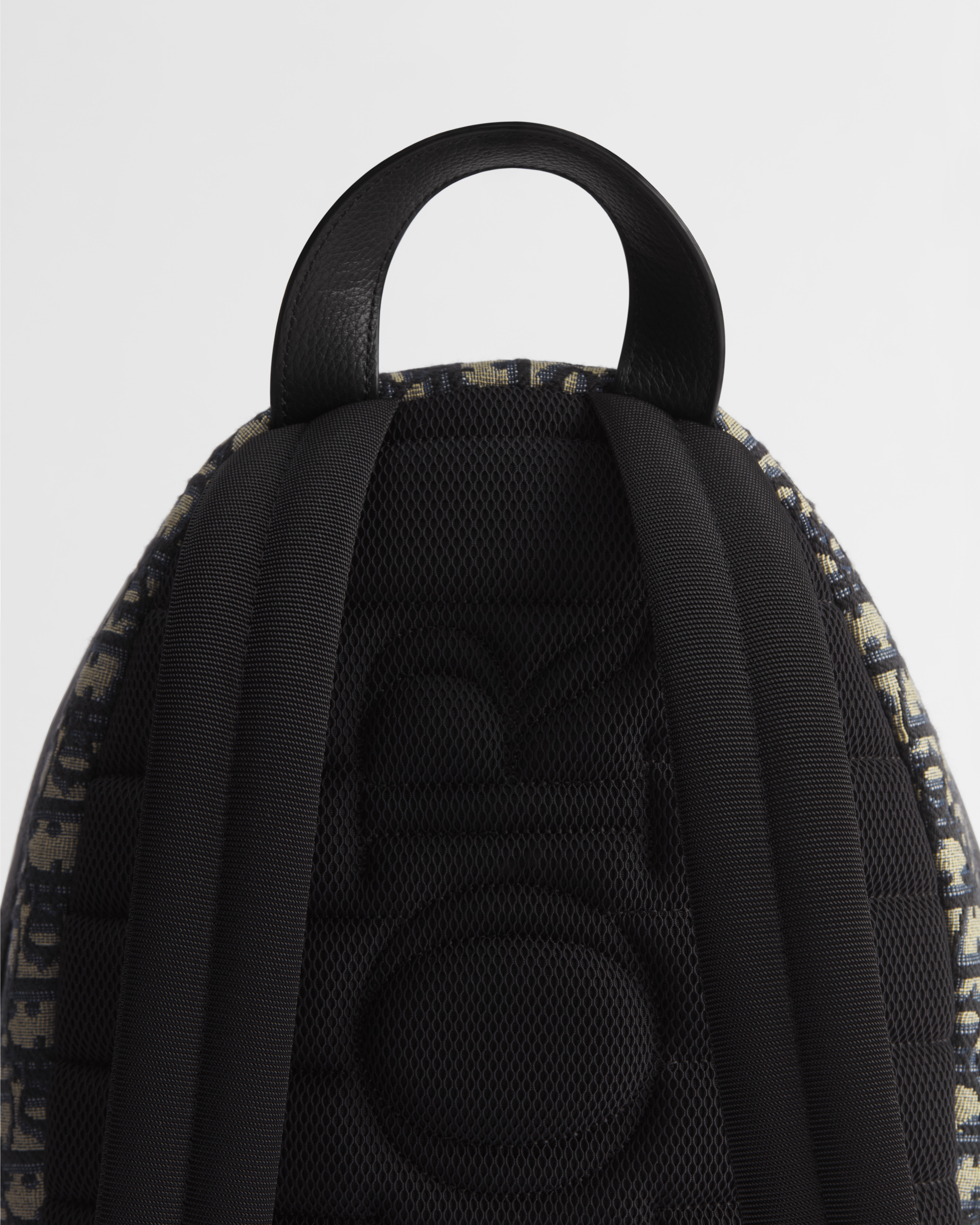 Mochila Rider Dior Kids Dior Oblique en jacquard beige y negro E08