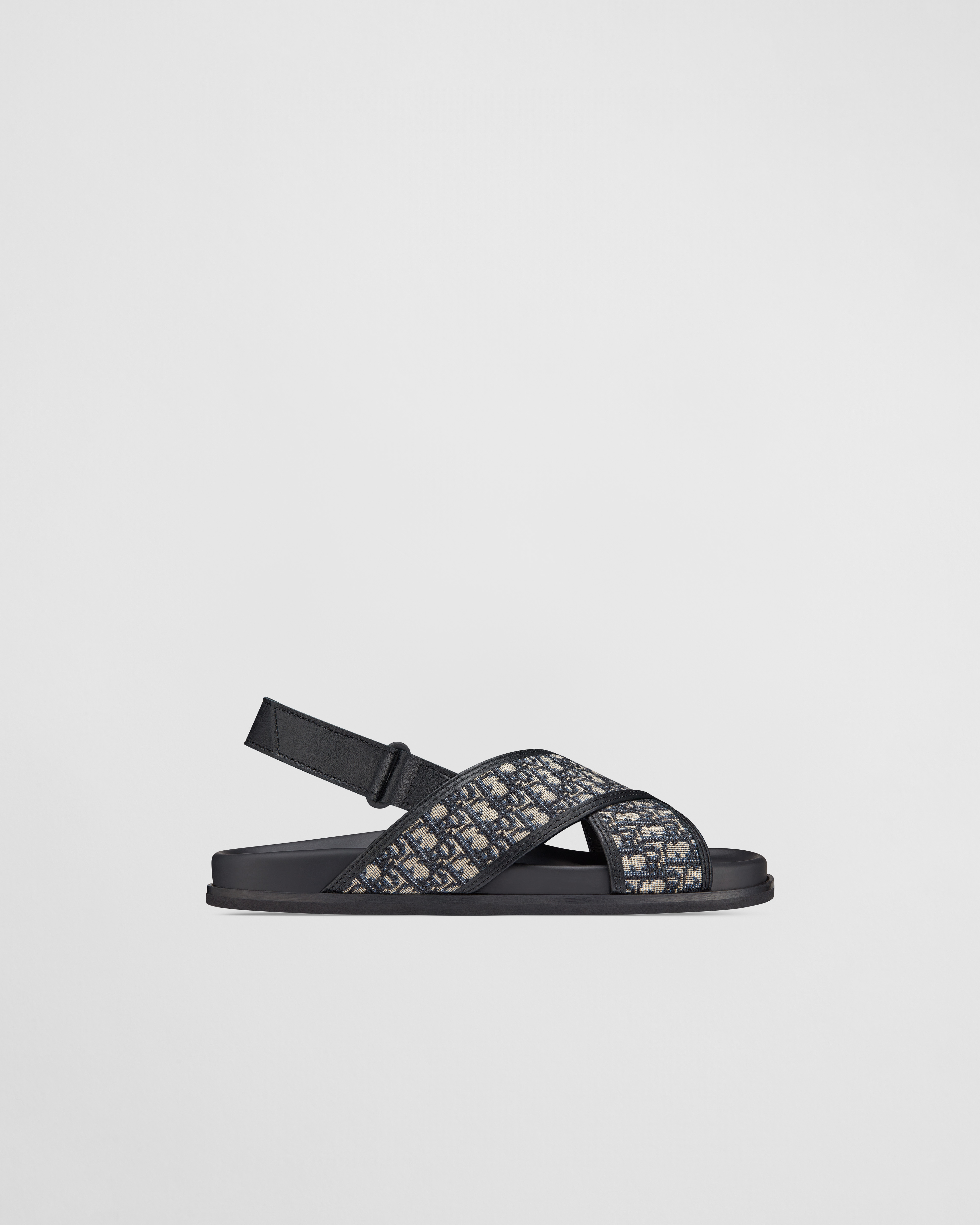 Sandale für Kinder Kalbsleder in Schwarz und Dior Oblique Stoff in Beige und Schwarz E02