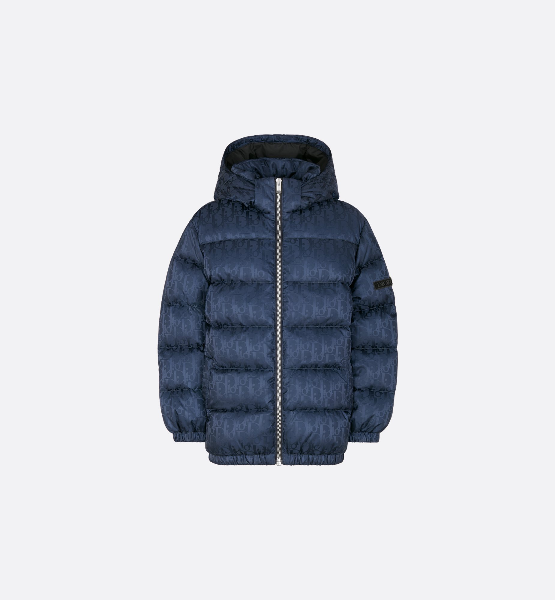 Kids' Hooded Down Jacket Gray Dior Oblique Water-Repellent Kids' Hooded Down Jacket Gray Dior Oblique Water-Repellent